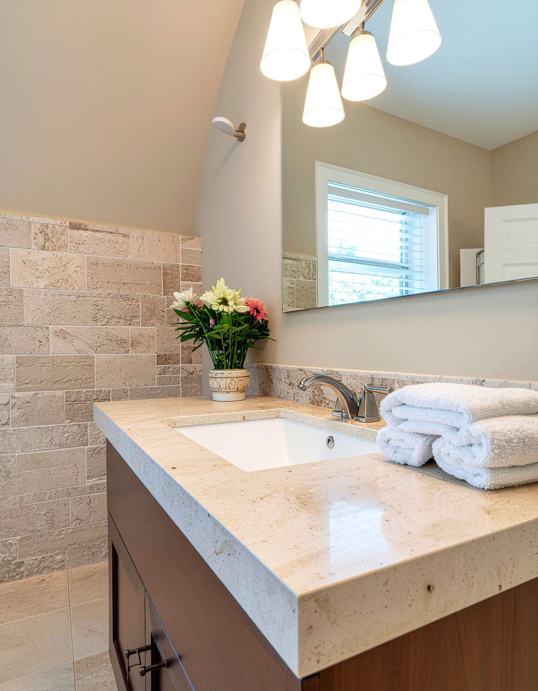 Beige Stone Laminate Tile - 30 bathroom laminate flooring ideas