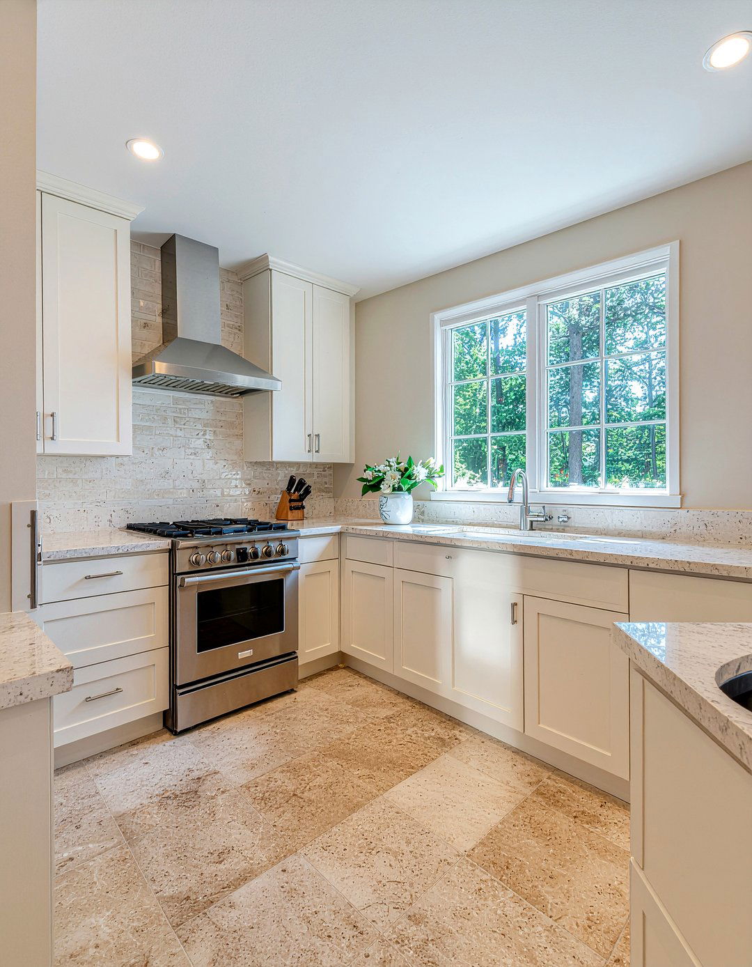 Beige Stone Look Porcelain Tile - 30 porcelain tile floor kitchen ideas