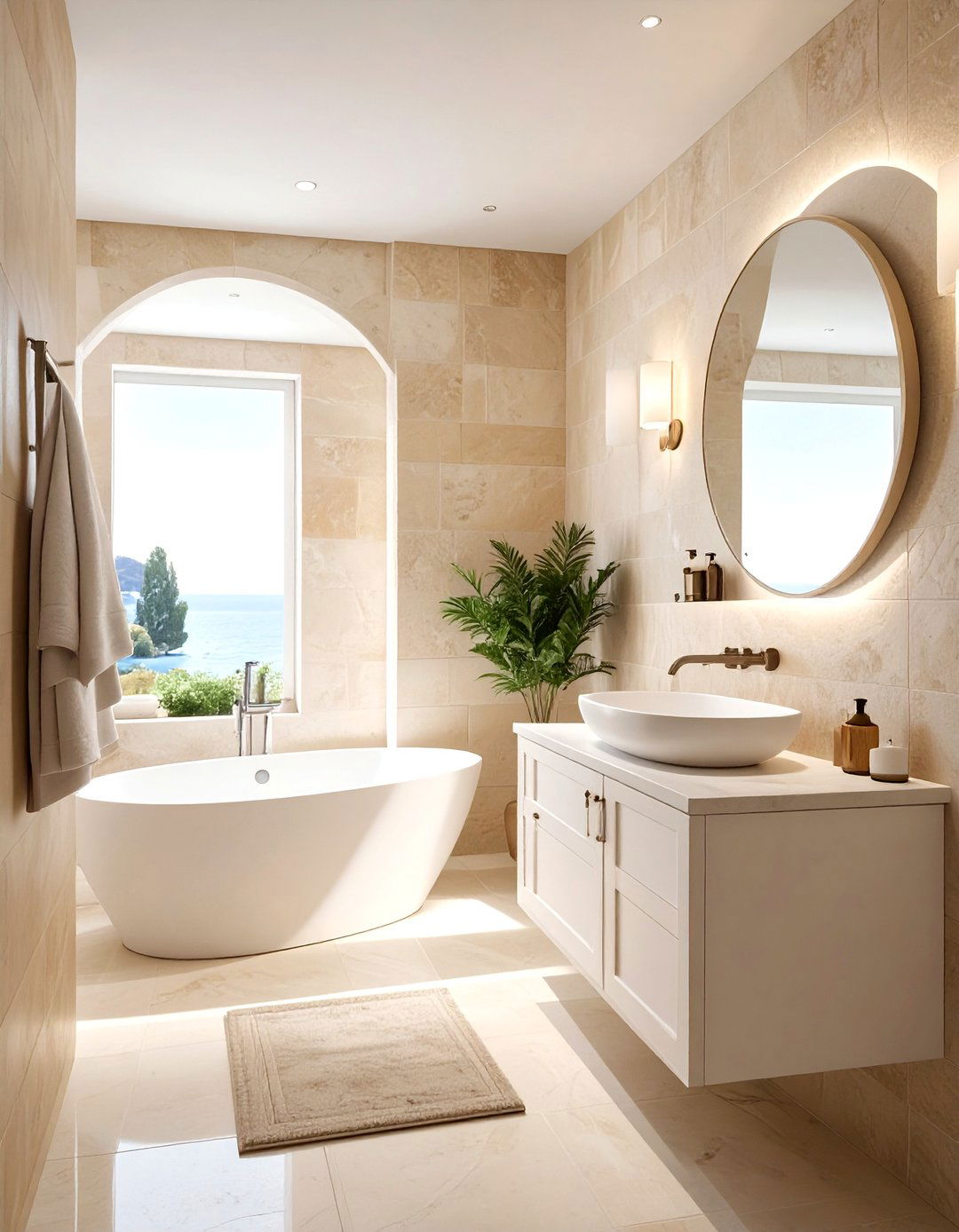 Beige Stone - 30 stone bathroom ideas