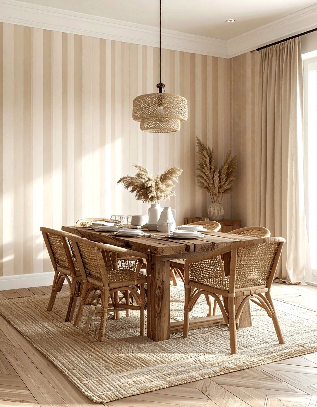 Beige Striped Wallpaper Dining Room - 30 striped wallpaper dining room ideas
