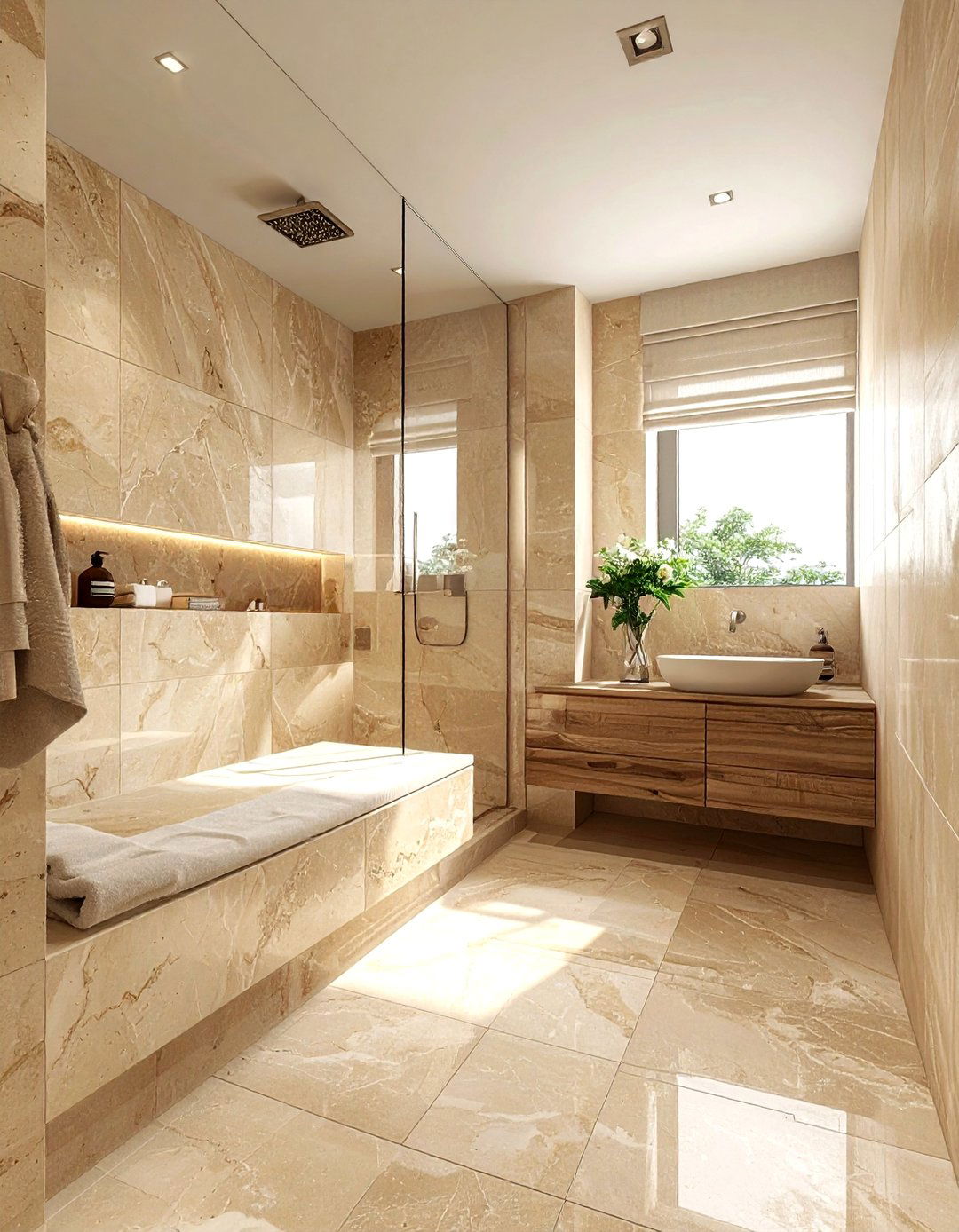 Beige Travertine Bathroom - 30 natural stone bathroom ideas