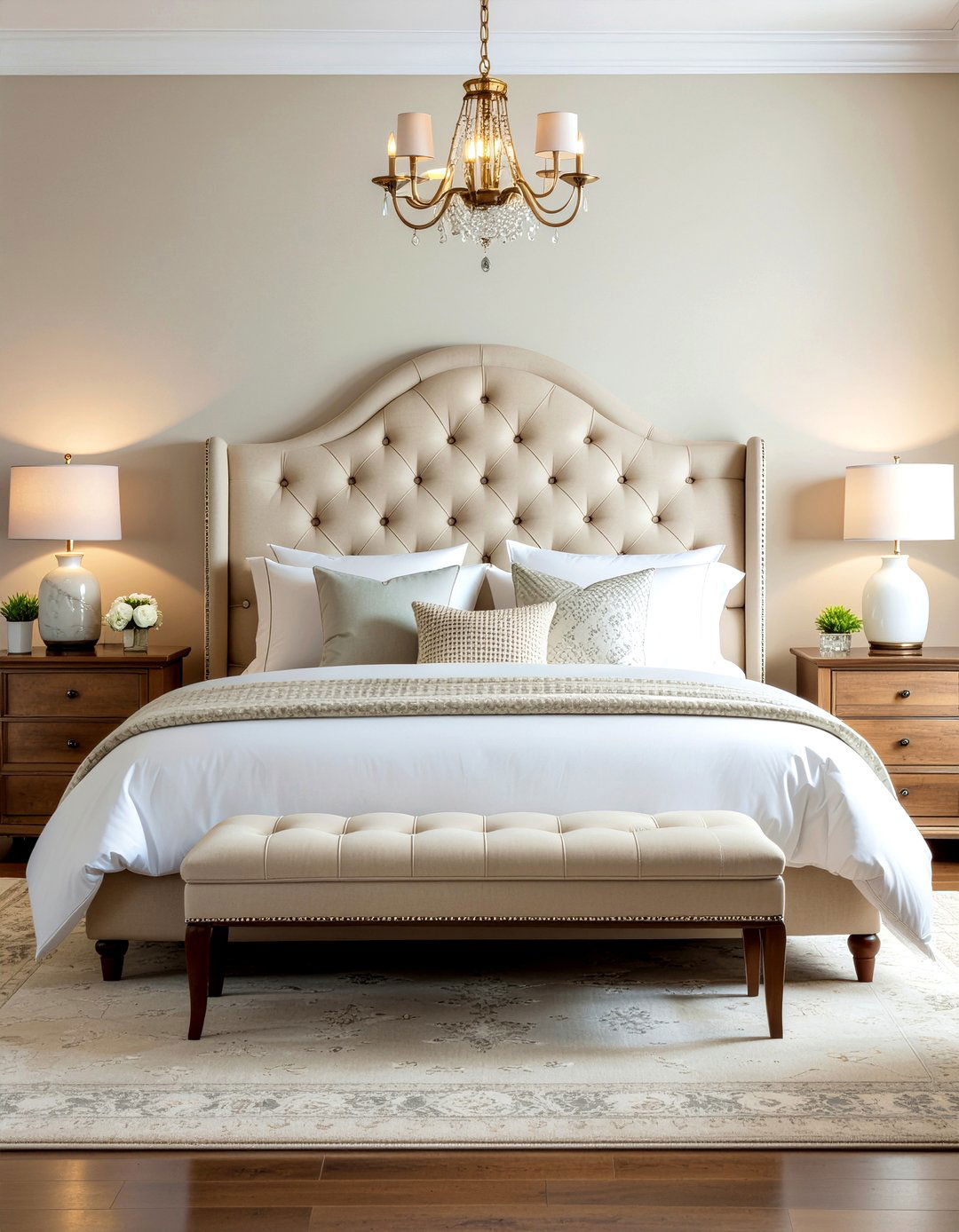Beige Upholstered Headboard - 30 bedroom tufted headboards