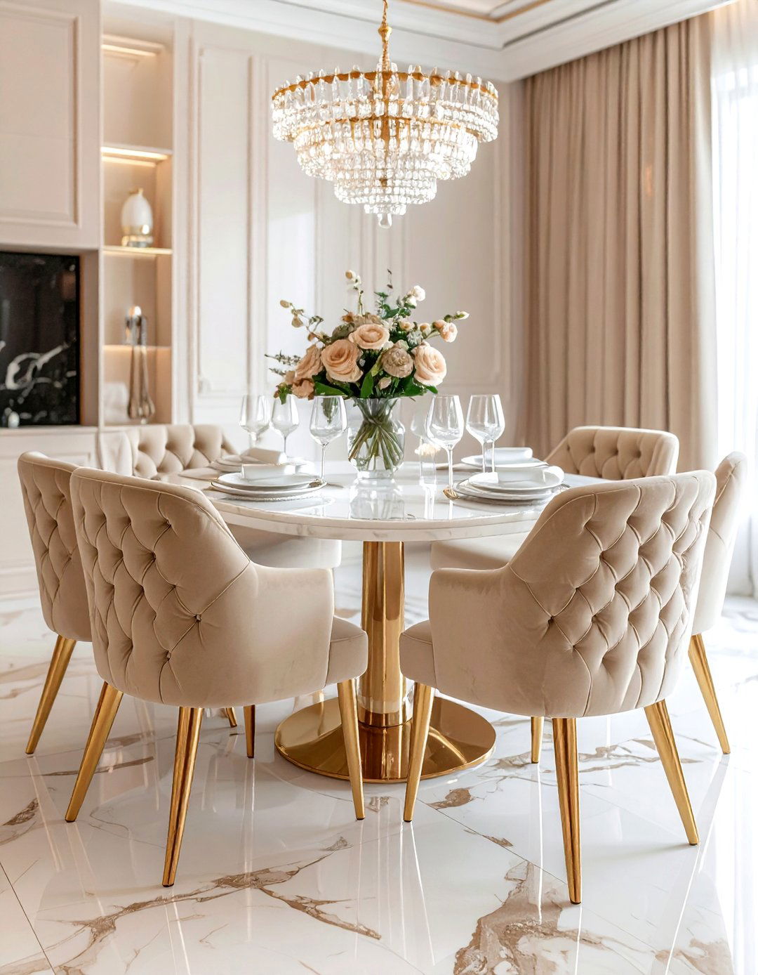 Beige Velvet Dining Chairs - 30 beige dining room furniture ideas