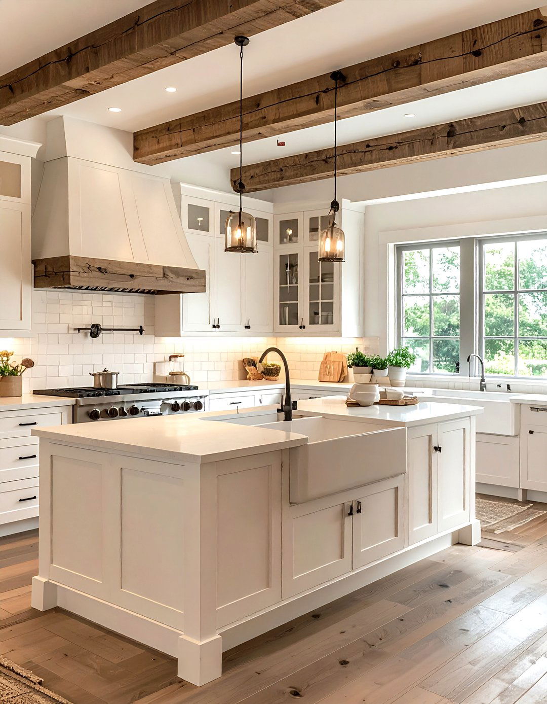 Beige and White Farmhouse Kitchen - 30 beige and white kitchen ideas