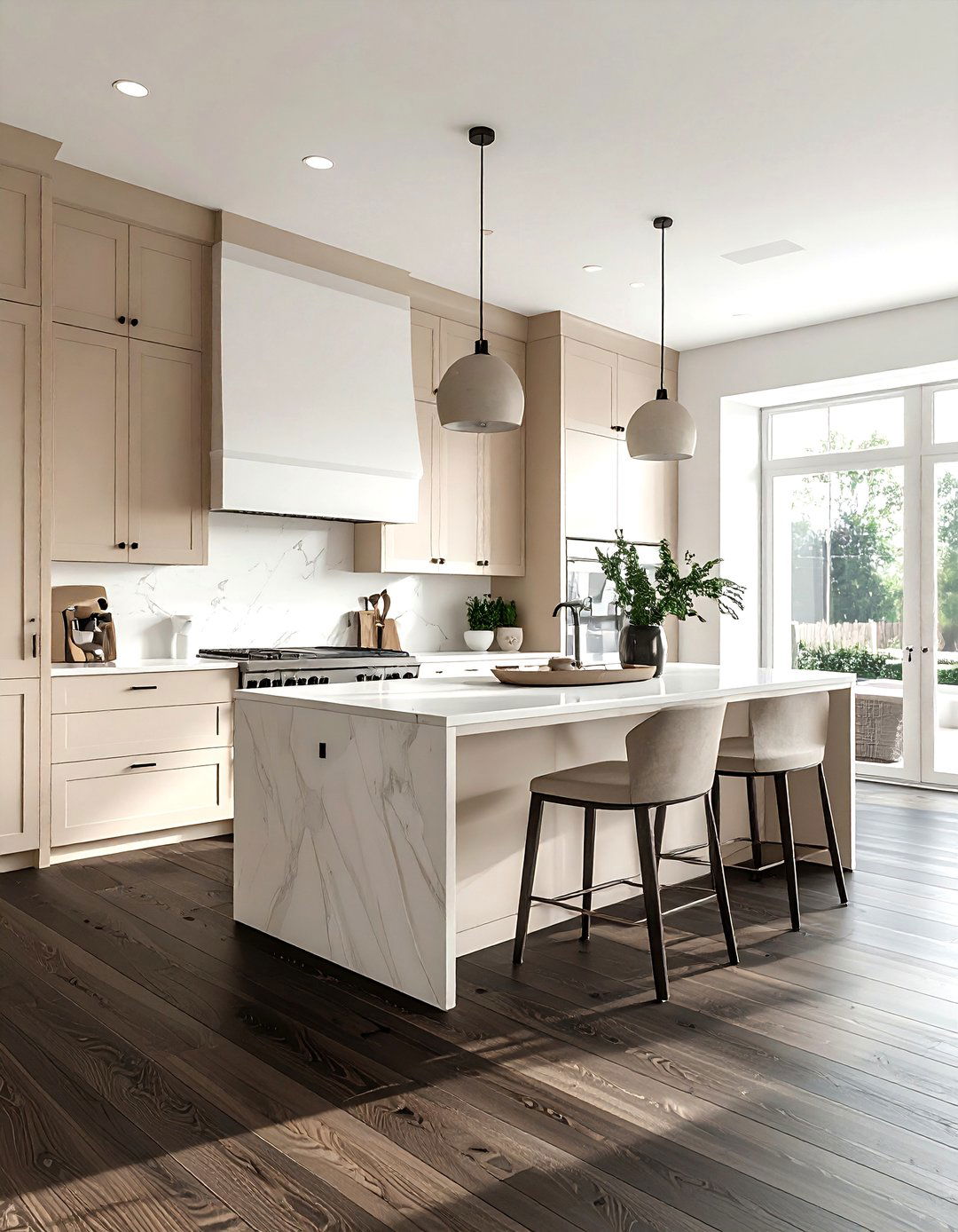 Beige and White Kitchen Dark Floors - 30 beige and white kitchen ideas