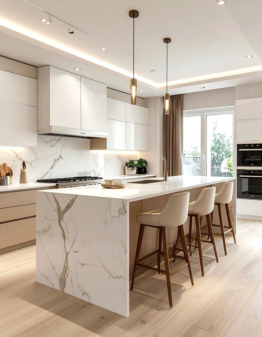 Beige and White Kitchen Island - 30 beige and white kitchen ideas