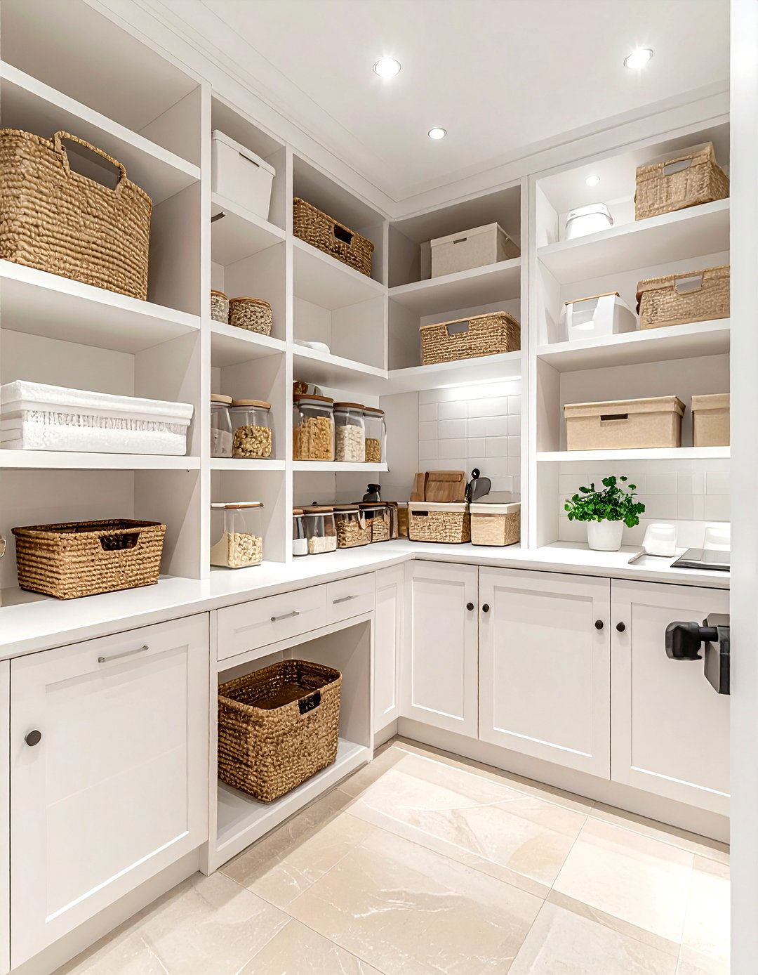 Beige and White Kitchen Pantry - 30 beige and white kitchen ideas