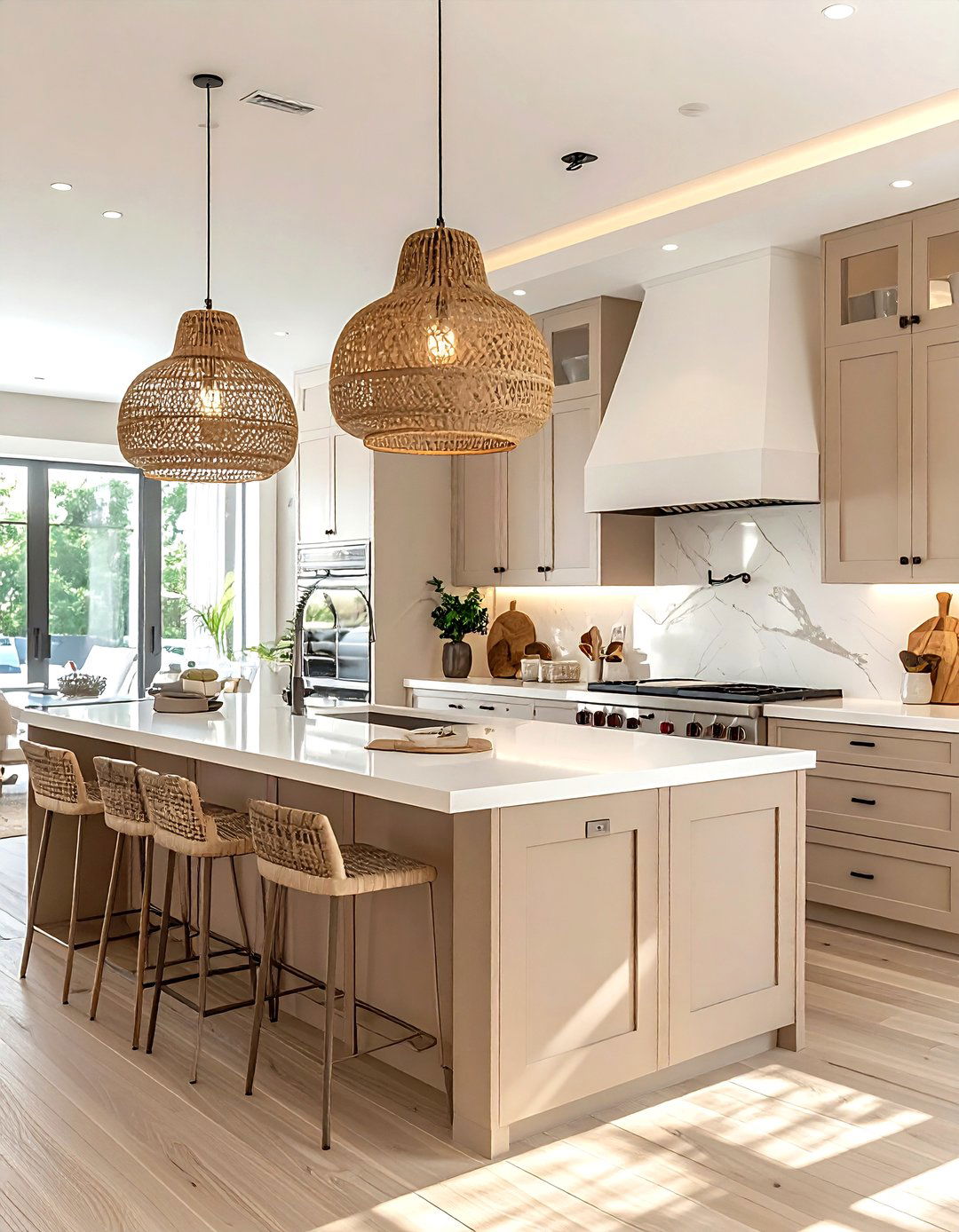 Beige and White Kitchen Pendant Lighting - 30 beige and white kitchen ideas