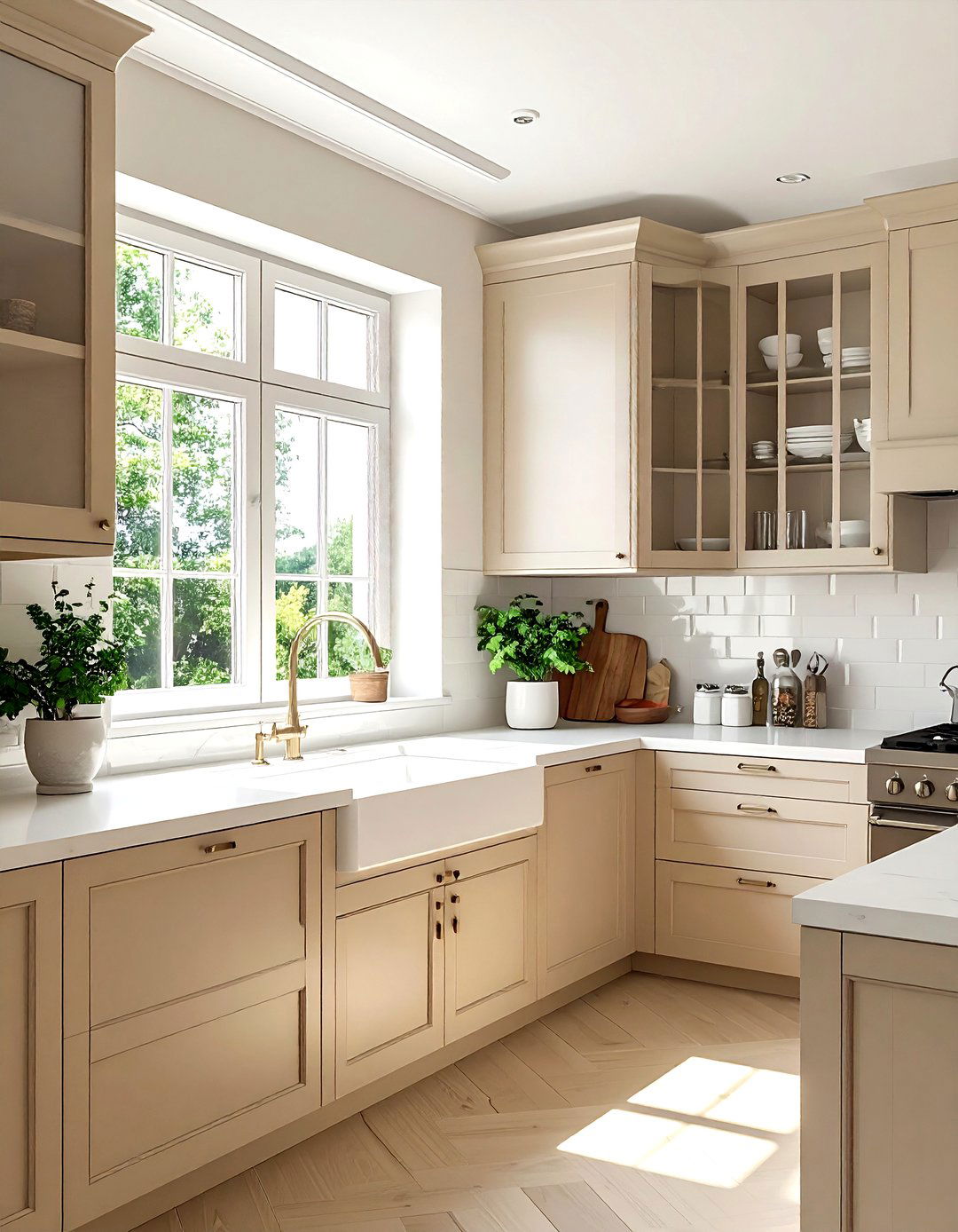 Beige and White Kitchen Window - 30 beige and white kitchen ideas