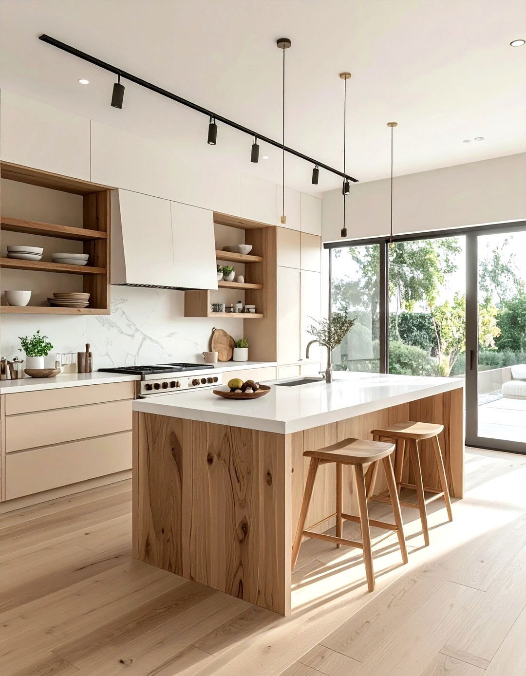 Beige and White Kitchen Wood Accents - 30 beige and white kitchen ideas