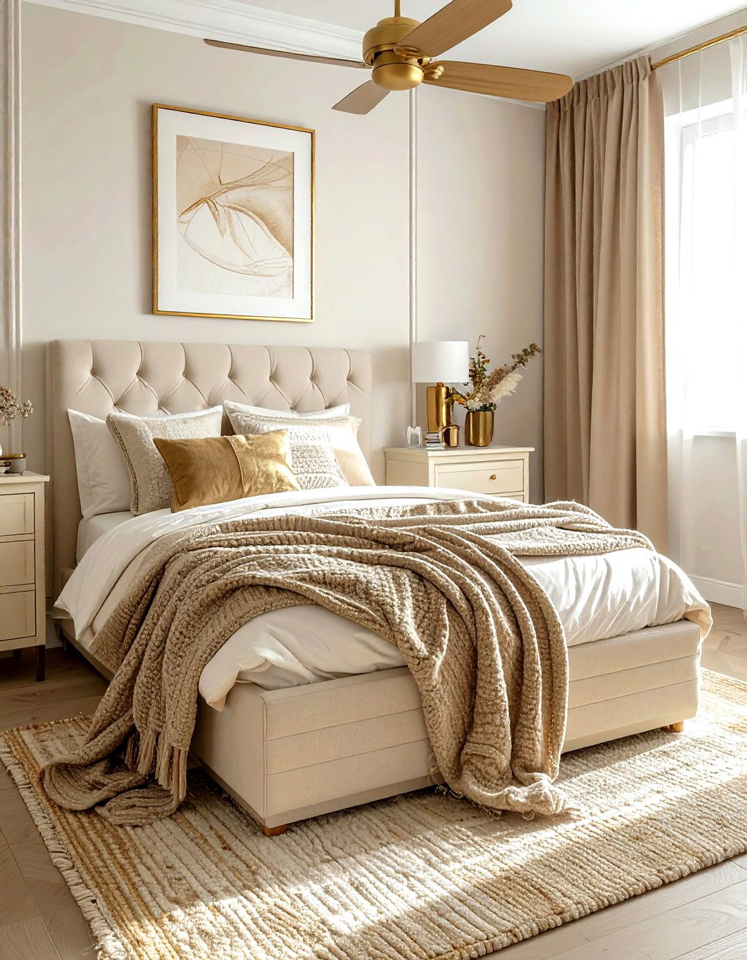 Beige and gold bedroom - 30 gold bedroom decor ideas