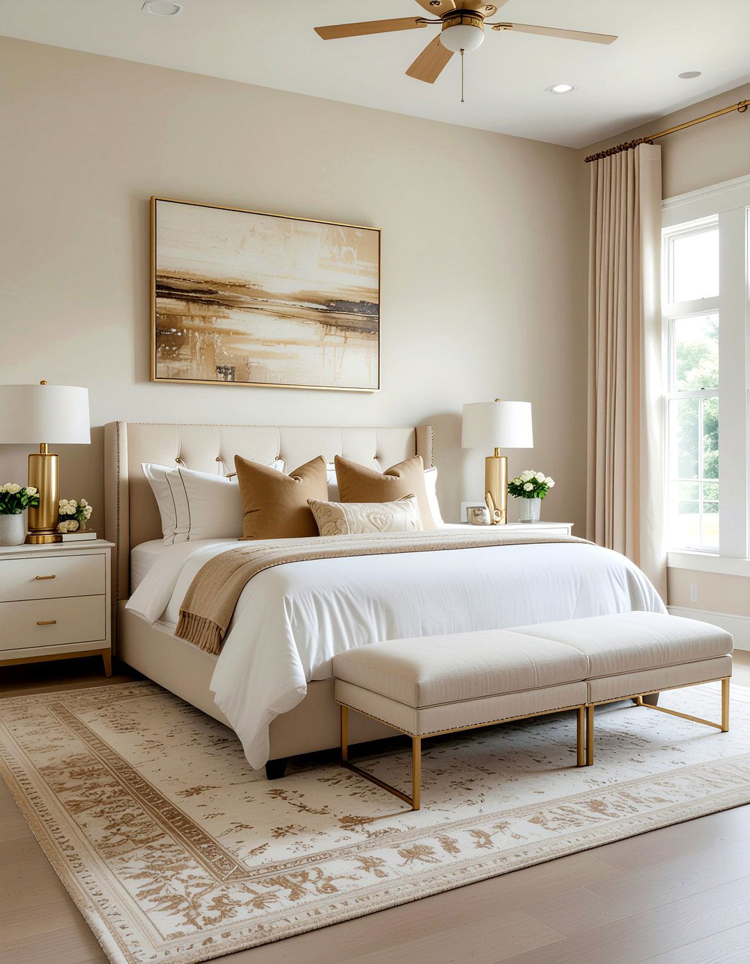 Beige and gold bedroom - 30 gold accent bedroom ideas