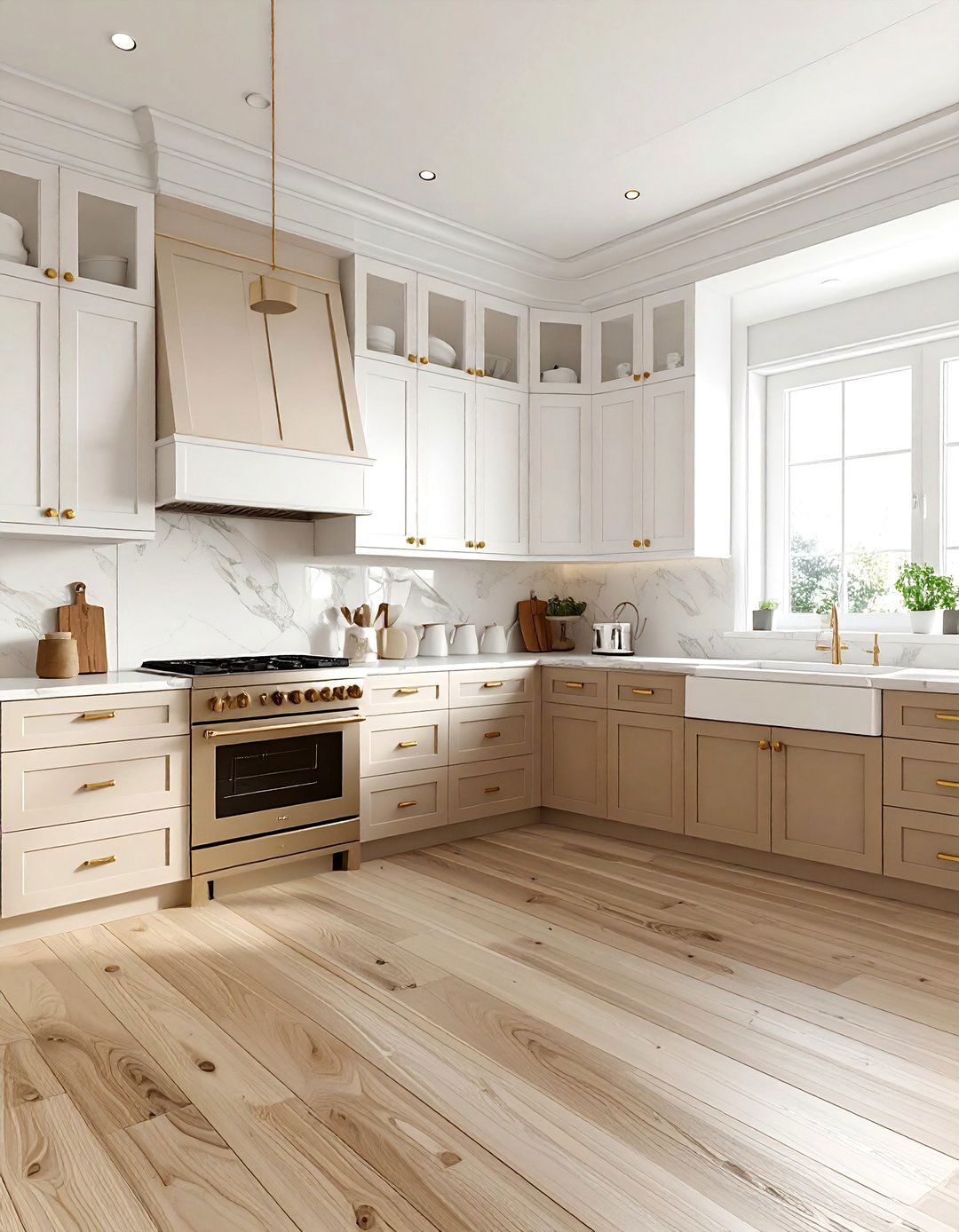 Beige and white kitchen cabinets - 30 two-tone kitchen cabinet ideas