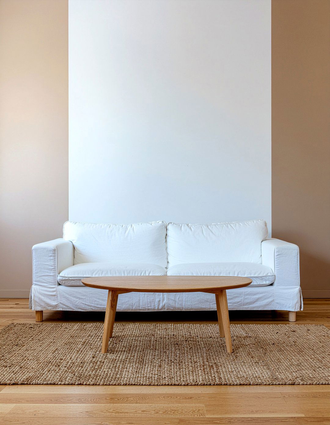 Beige and white wall - 30 living room half painted walls