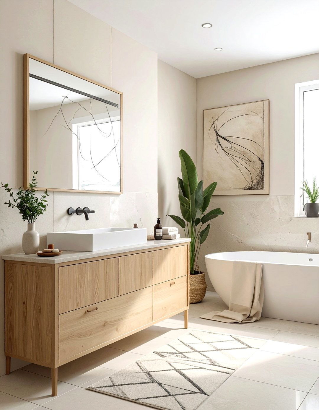 Beige bathroom art - 30 beige bathroom decor ideas