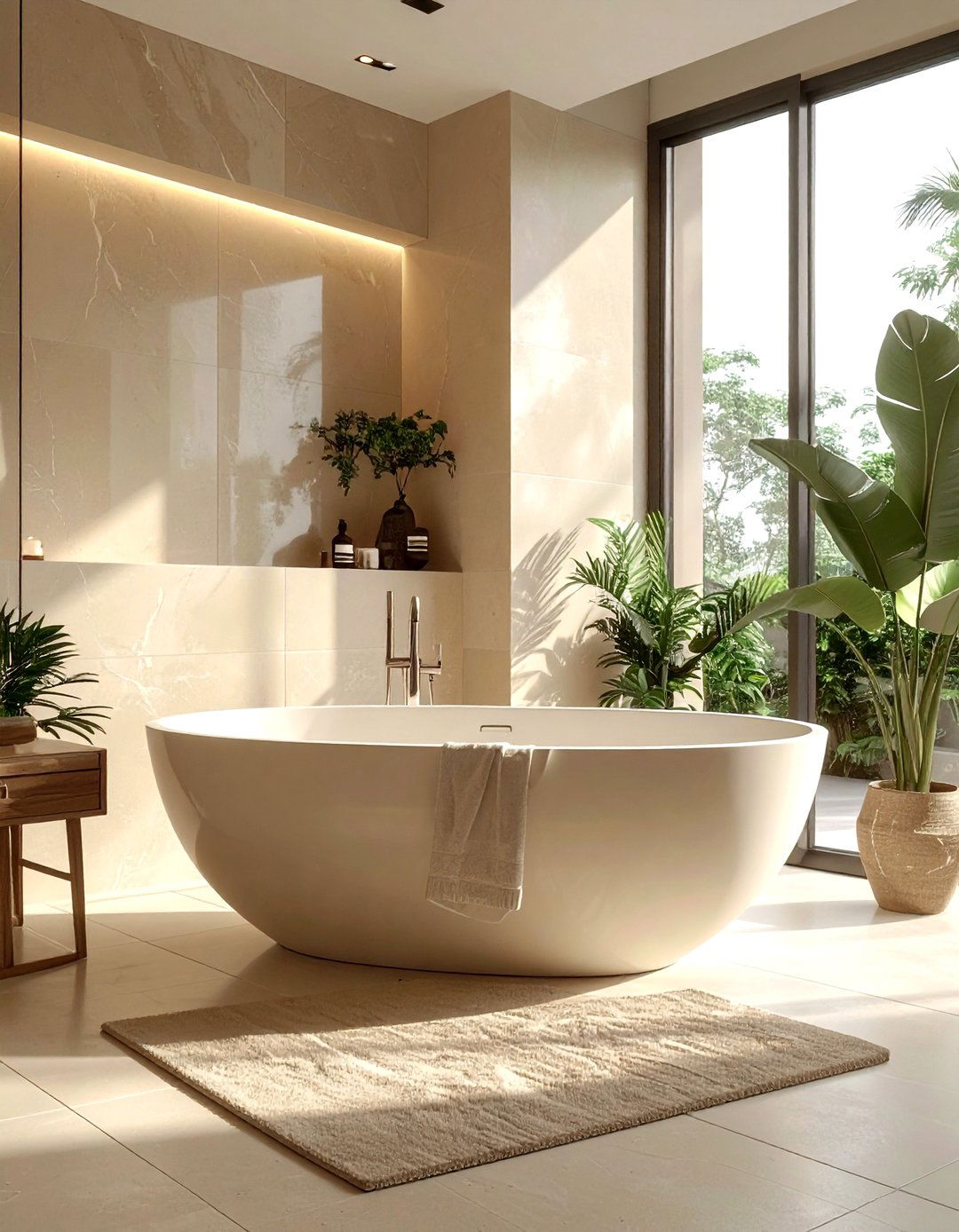 Beige bathroom bathtub - 30 beige bathroom decor ideas