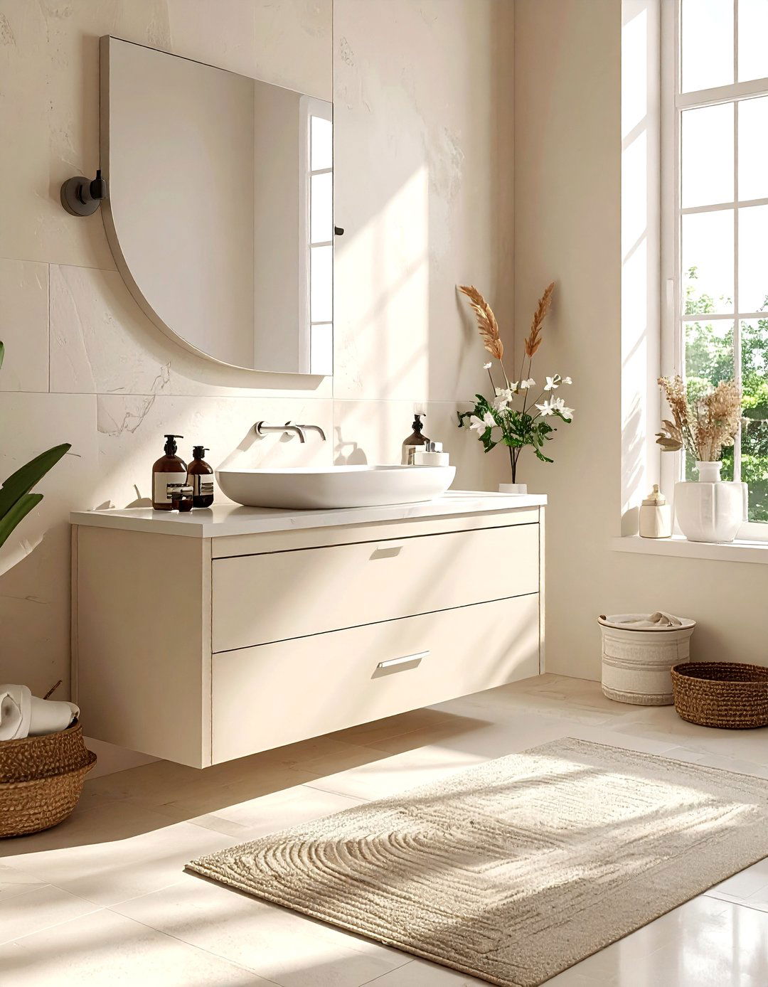 Beige bathroom cabinet - 30 beige bathroom decor ideas