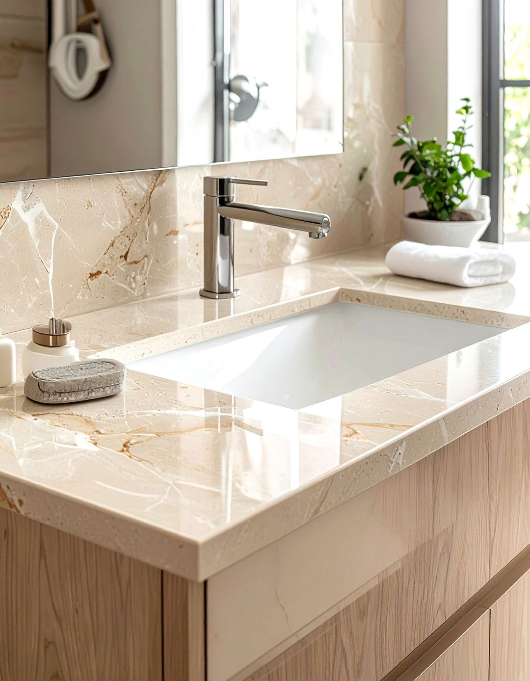 Beige bathroom countertop - 30 beige bathroom decor ideas