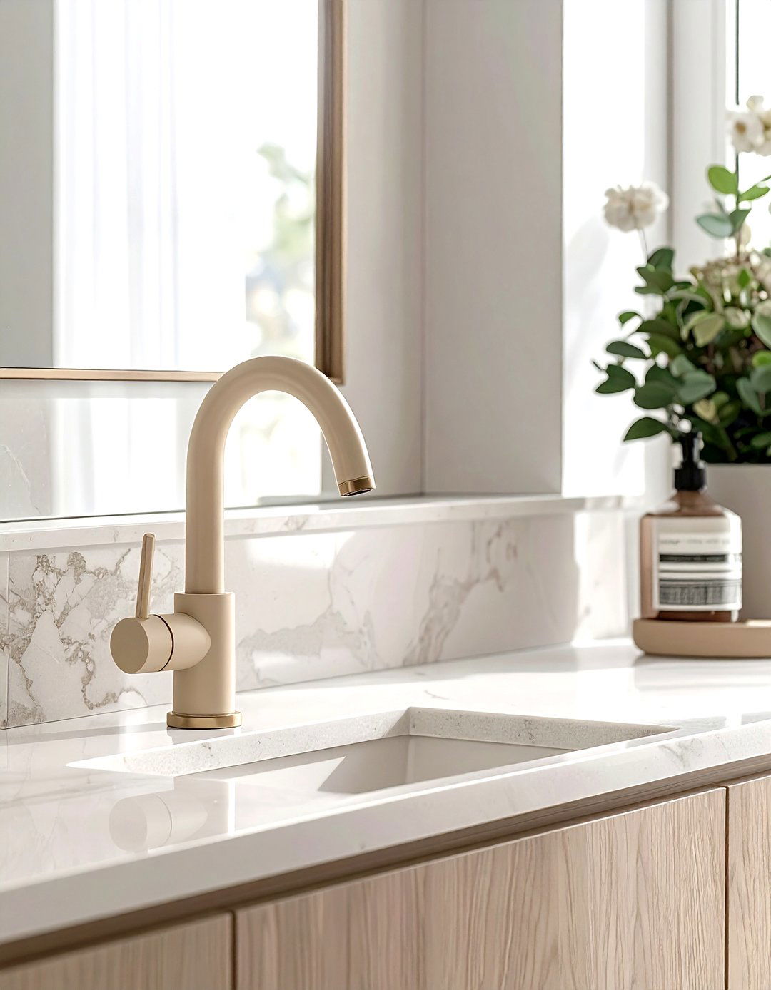 Beige bathroom faucet - 30 beige bathroom decor ideas