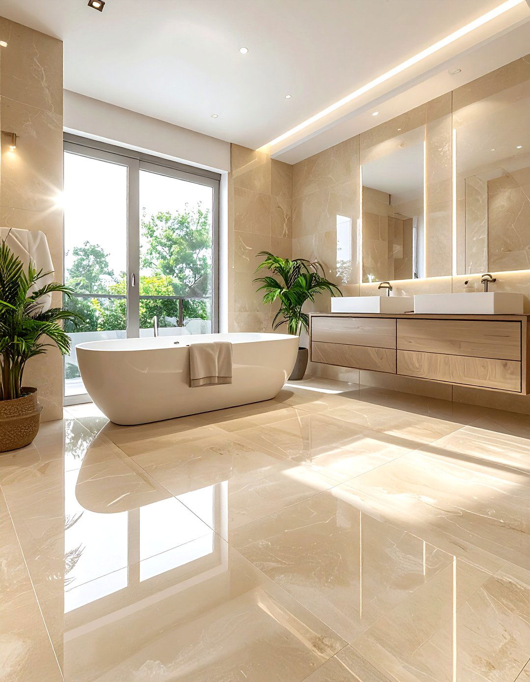 Beige bathroom floor - 30 beige bathroom decor ideas