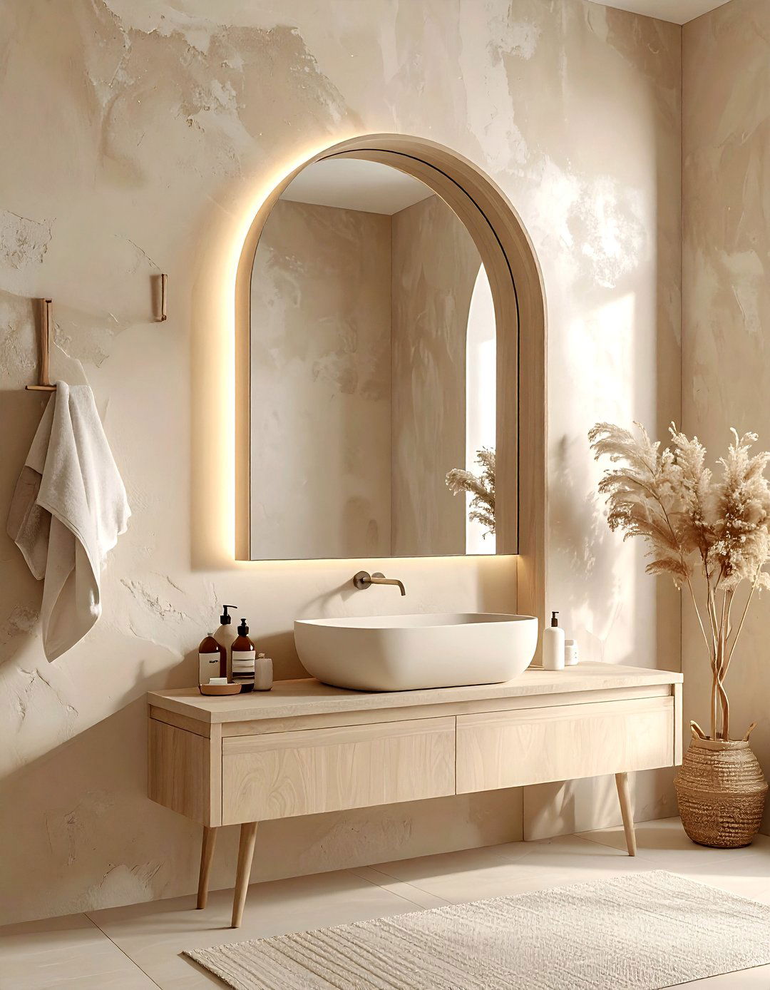 Beige bathroom mirror - 30 beige bathroom decor ideas