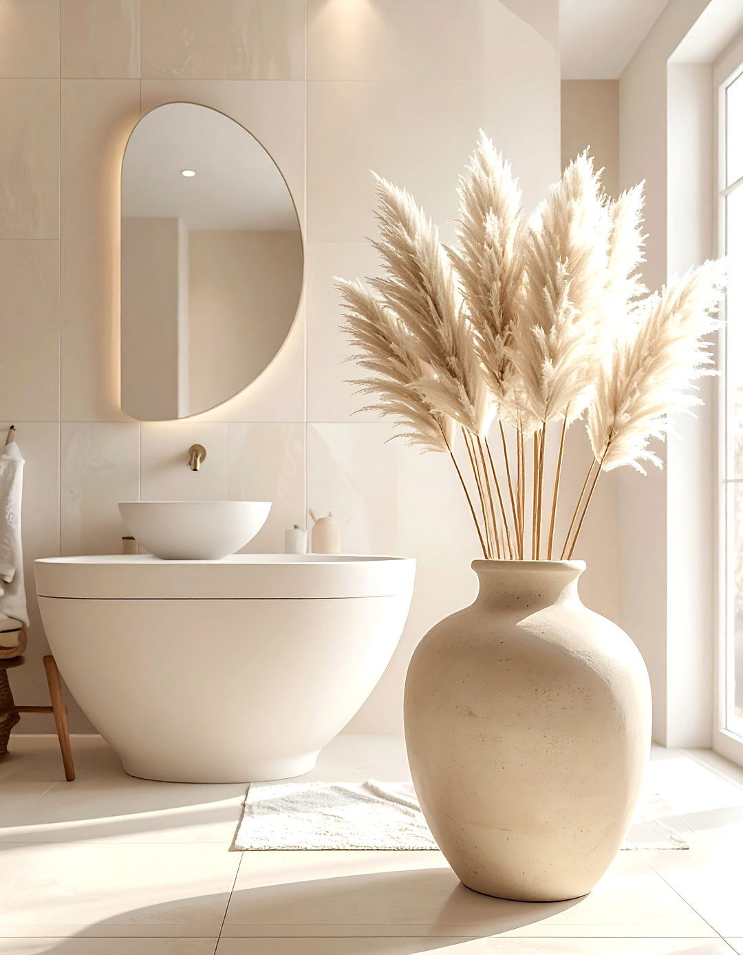 Beige bathroom pampas grass - 30 beige bathroom design ideas