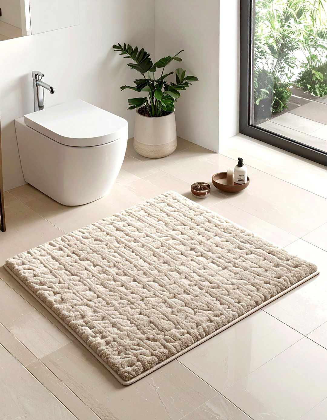 Beige bathroom rug - 30 beige bathroom decor ideas