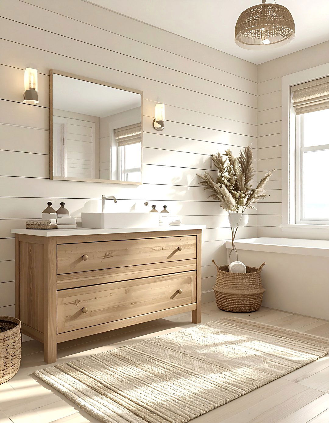 Beige bathroom shiplap - 30 beige bathroom design ideas