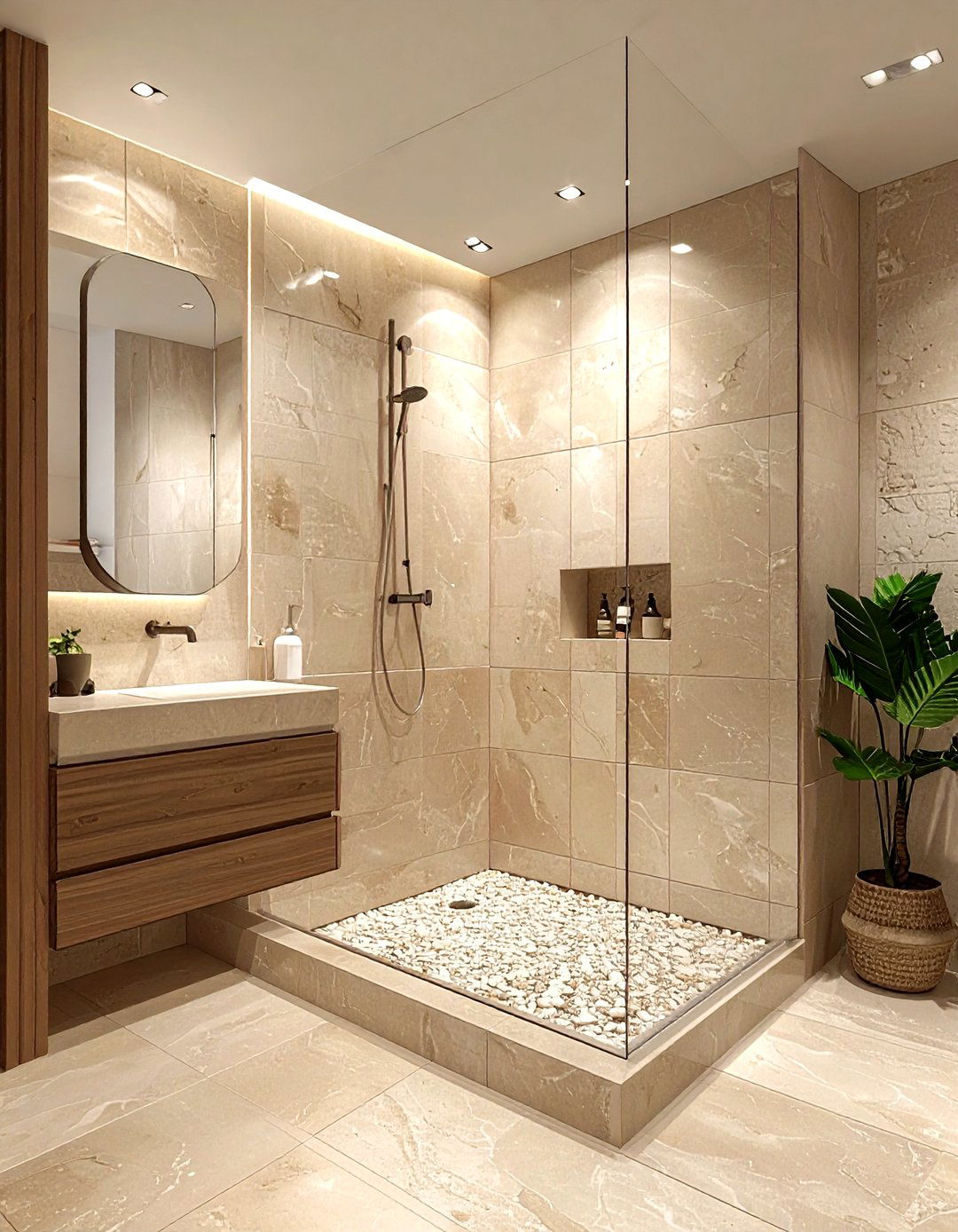 Beige bathroom shower - 30 beige bathroom decor ideas
