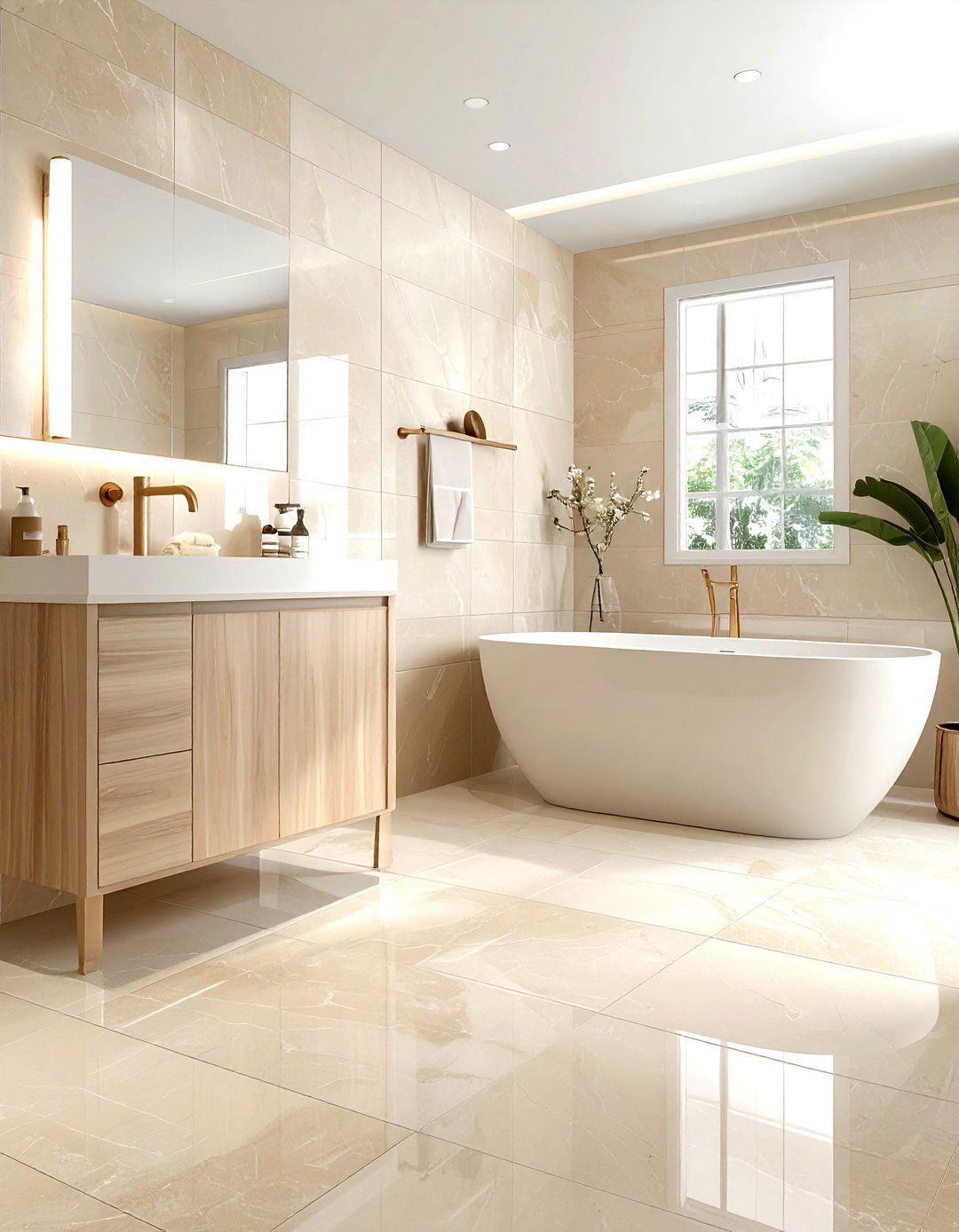 Beige bathroom tile - 30 beige decor ideas
