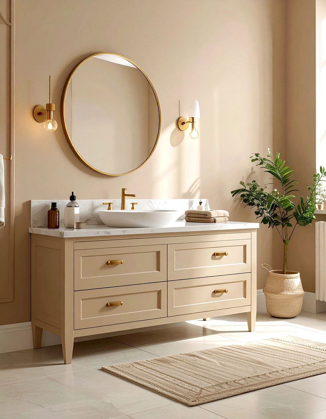 Beige bathroom vanity - 30 beige bathroom decor ideas