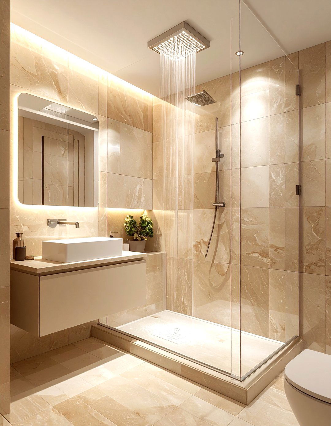 Beige bathroom walk in shower - 30 beige bathroom design ideas