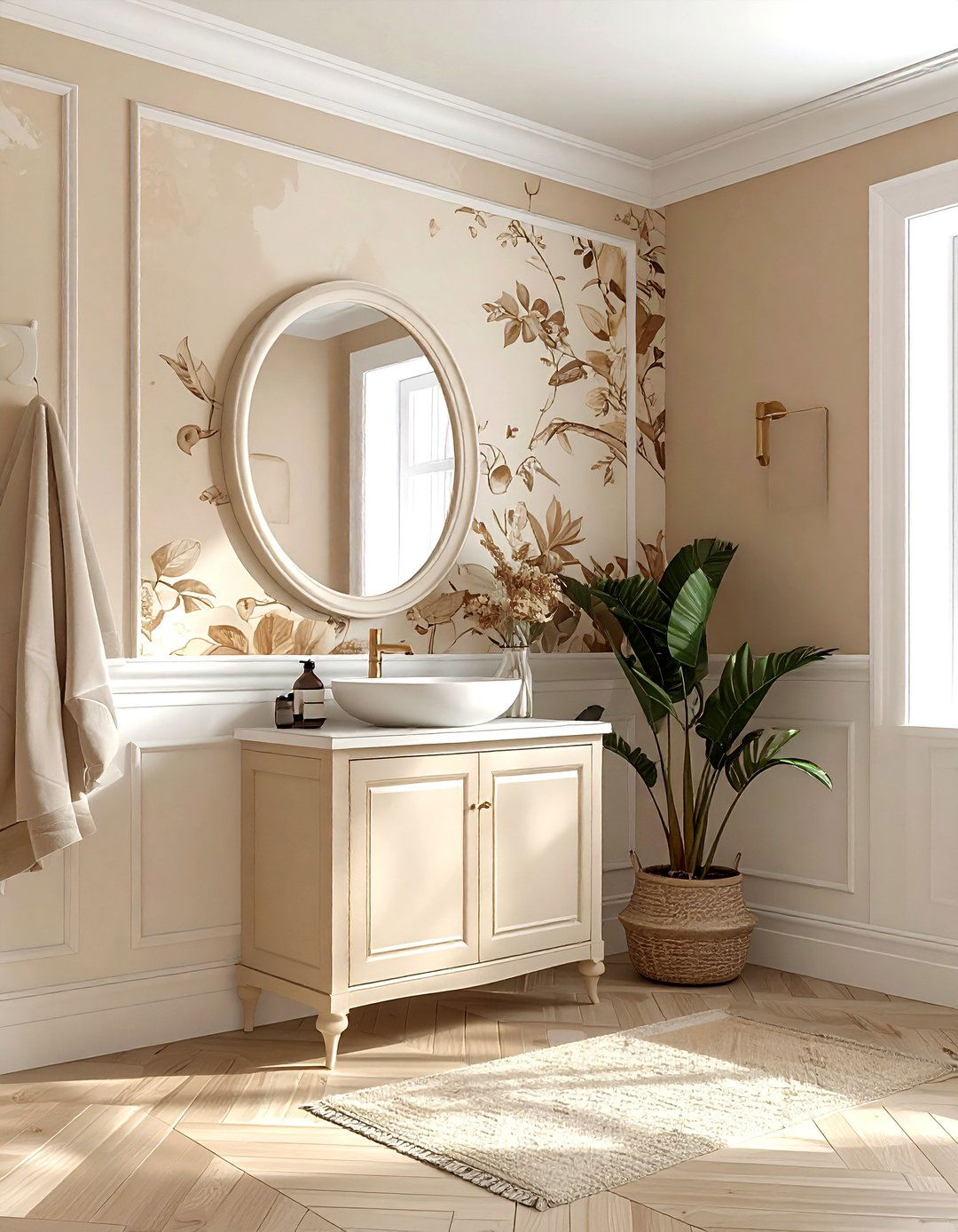 Beige bathroom wallpaper - 30 beige bathroom decor ideas
