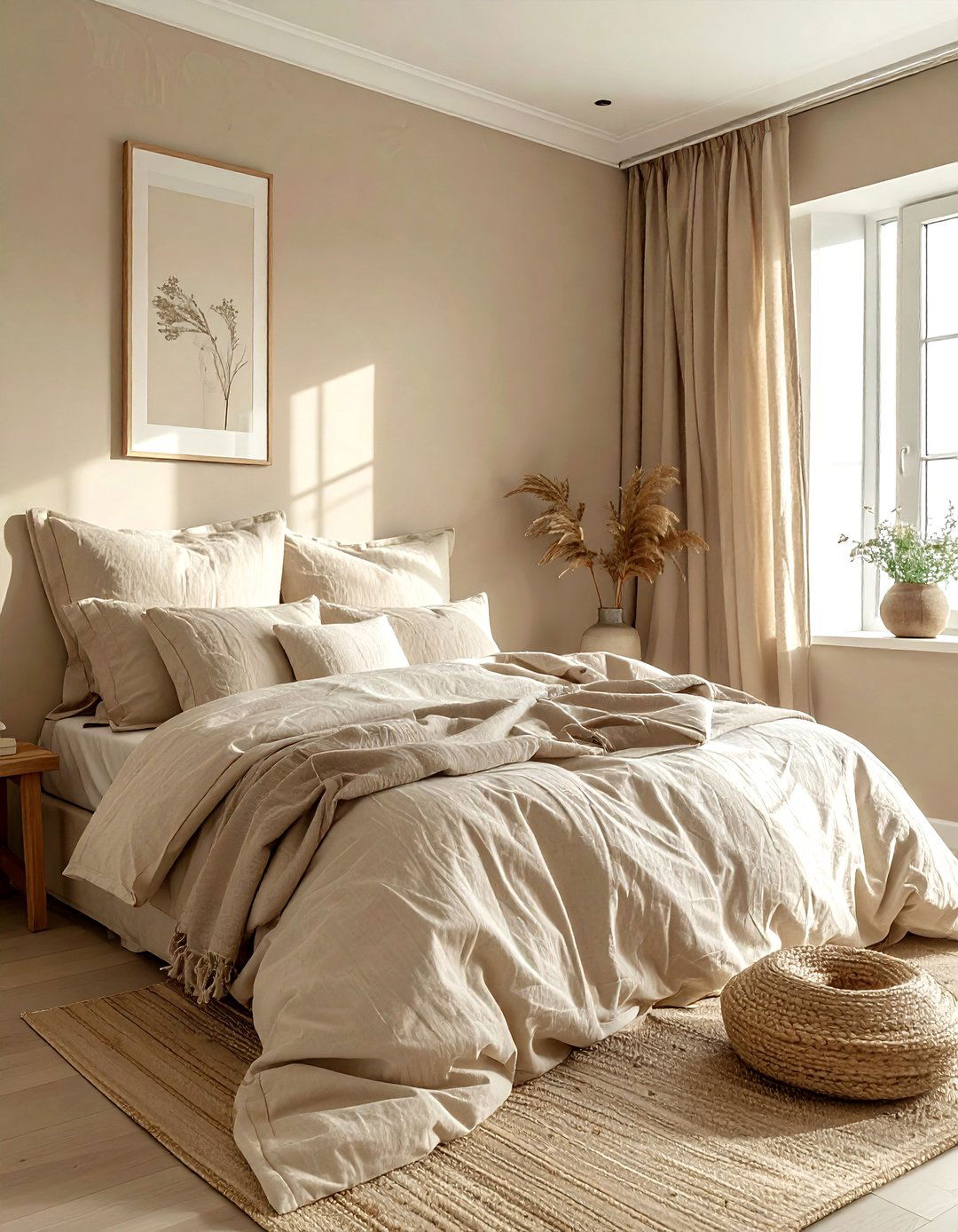 Beige bedroom with linen bedding - 30 contemporary beige bedroom ideas