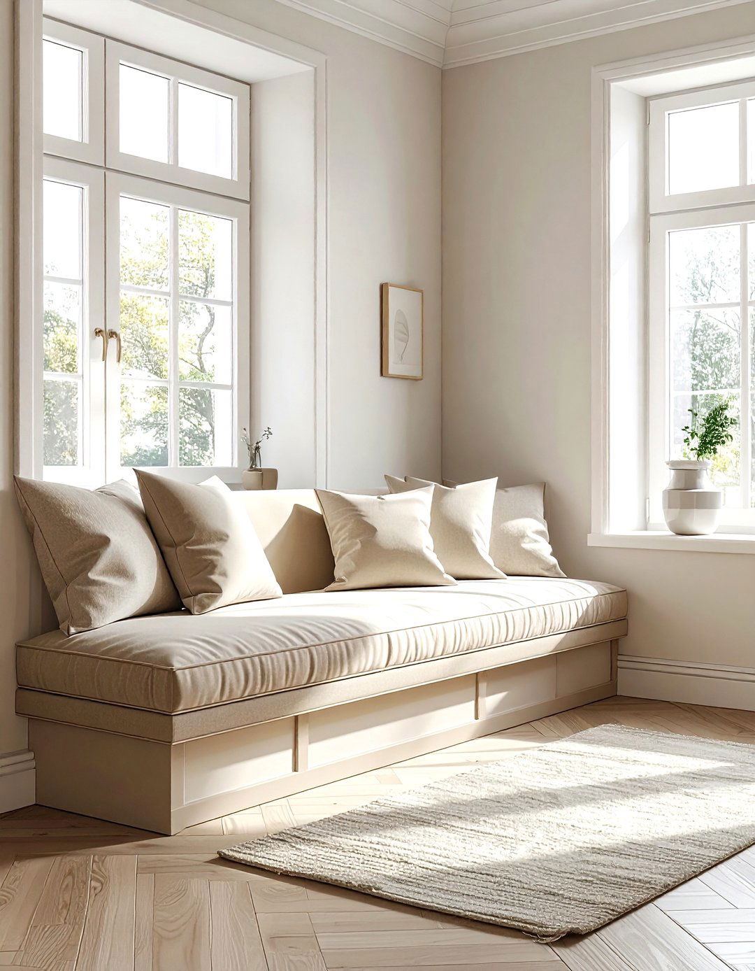 Beige bench seating living room - 30 beige living room furniture ideas