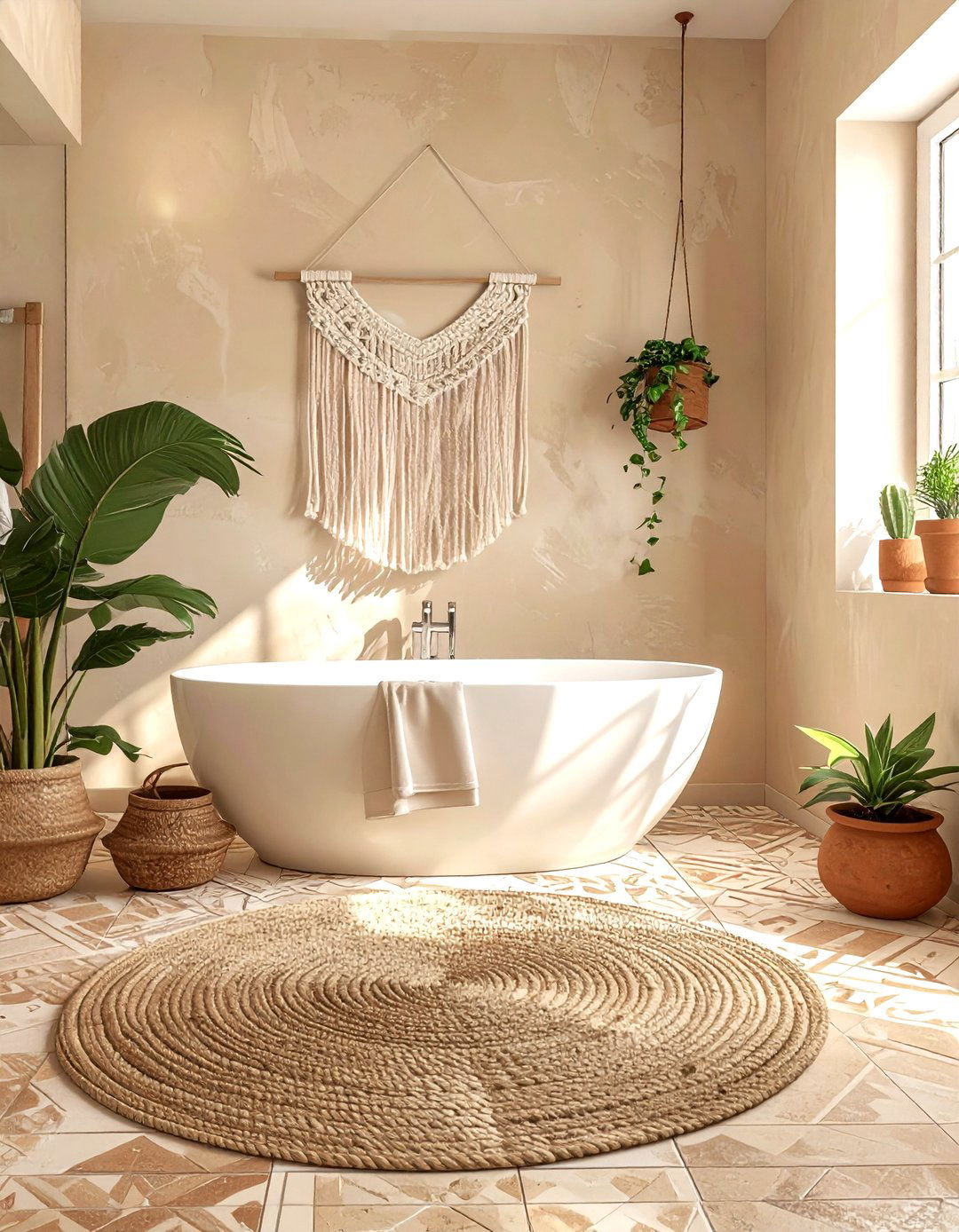 Beige boho bathroom - 30 beige bathroom design ideas