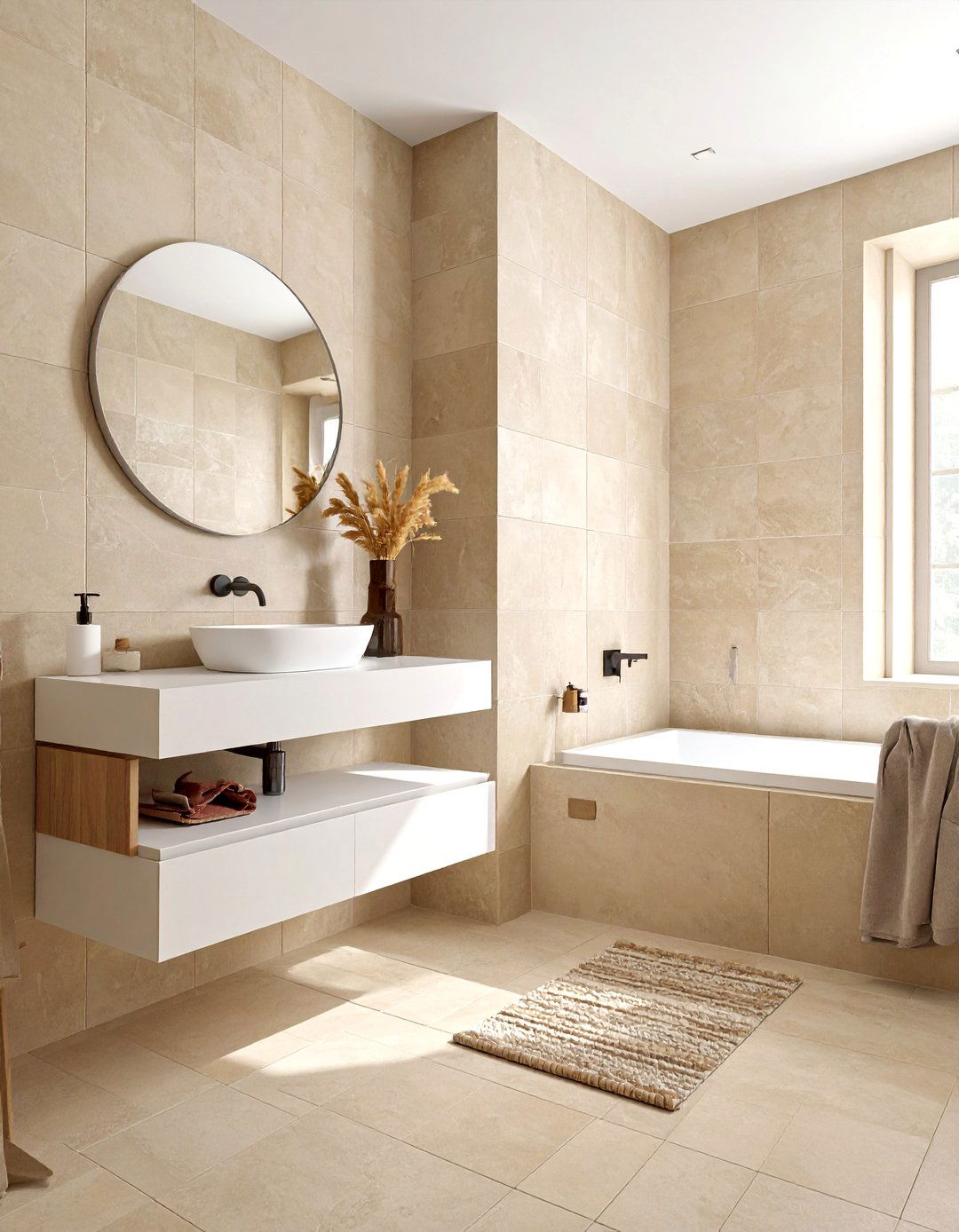 Beige ceramic tile bathroom - 30 ceramic bathroom ideas
