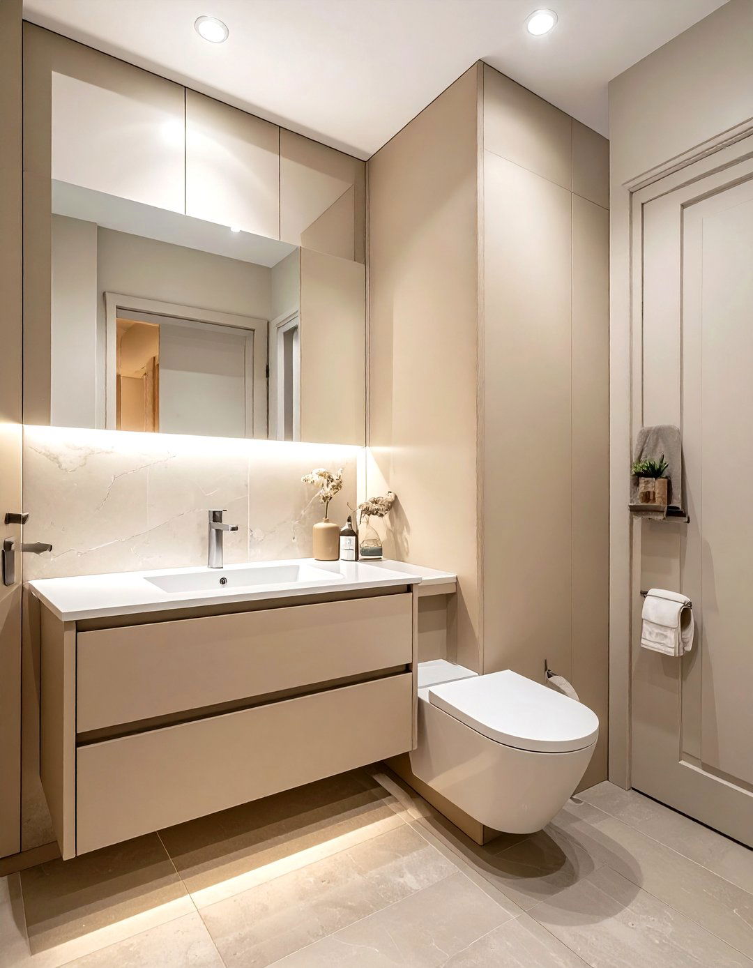 Beige corner bathroom unit - 30 beige bathroom furniture ideas