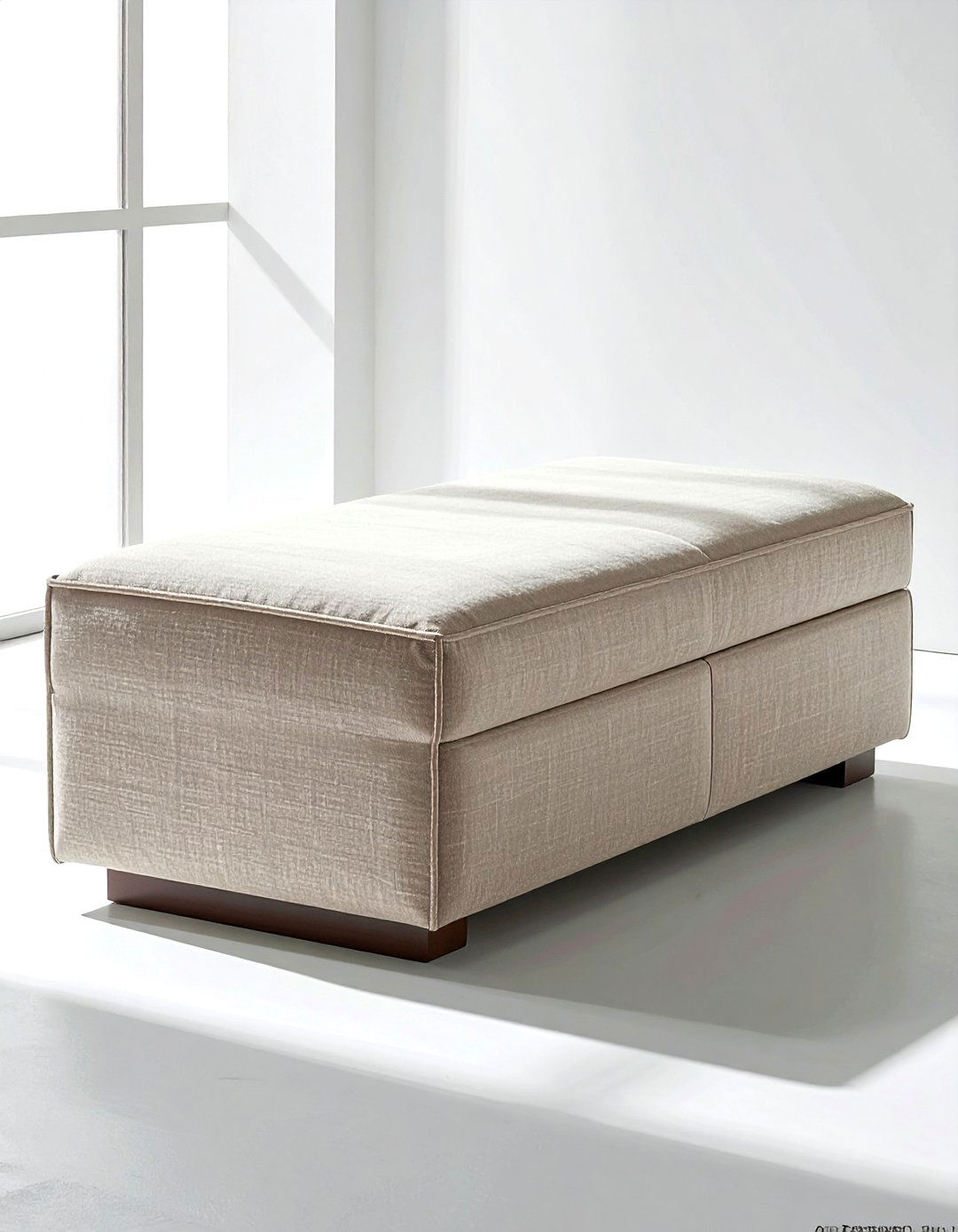 Beige fabric ottoman bench - 30 beige bedroom furniture ideas
