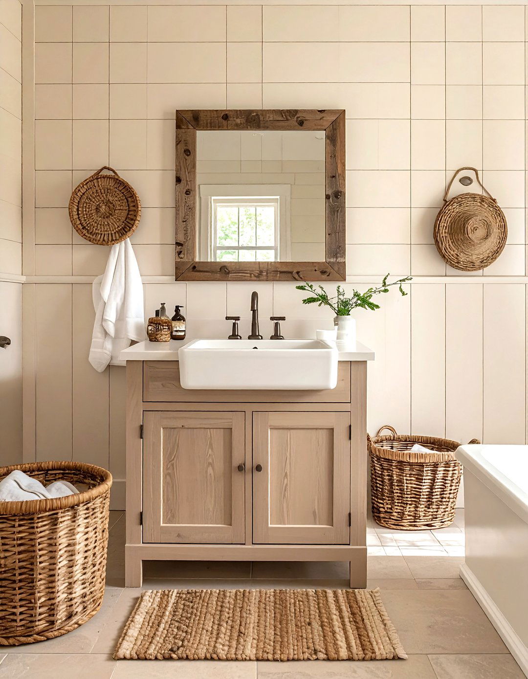 Beige farmhouse bathroom - 30 beige bathroom design ideas