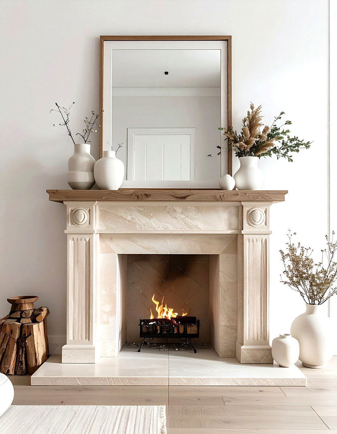 Beige fireplace - 30 beige decor ideas