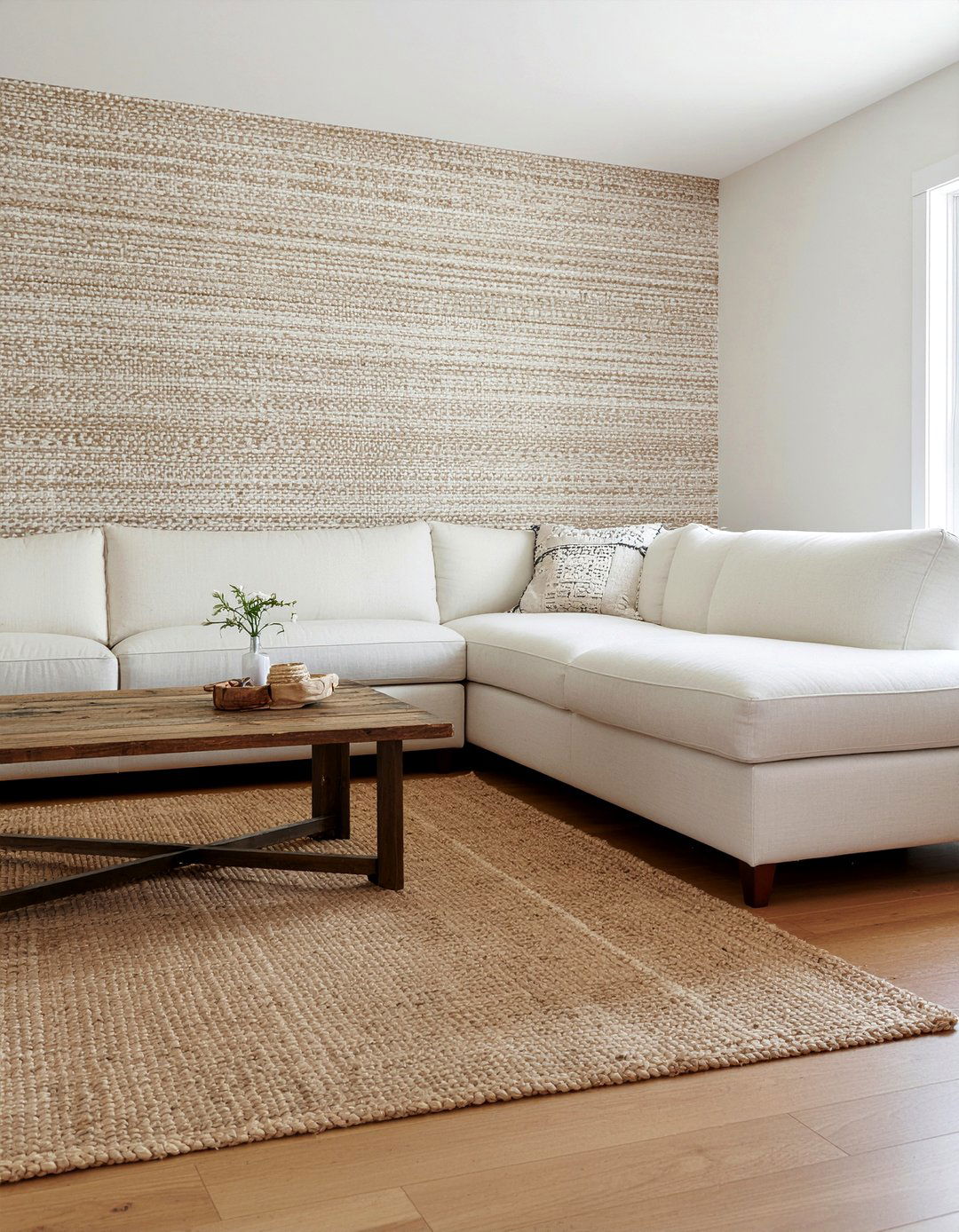 Beige grasscloth wallpaper - 30 living room neutral wallpapers