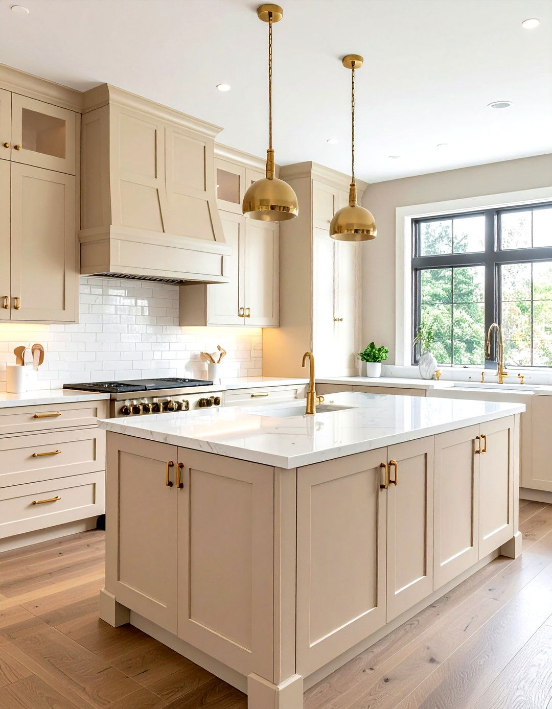 Beige kitchen cabinets gold hardware - 30 beige kitchen furniture ideas