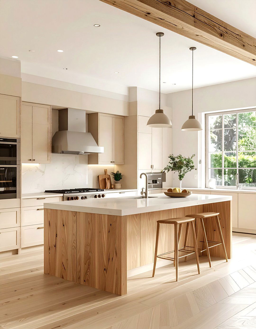 Beige kitchen with oak accents - 30 beige kitchen design ideas