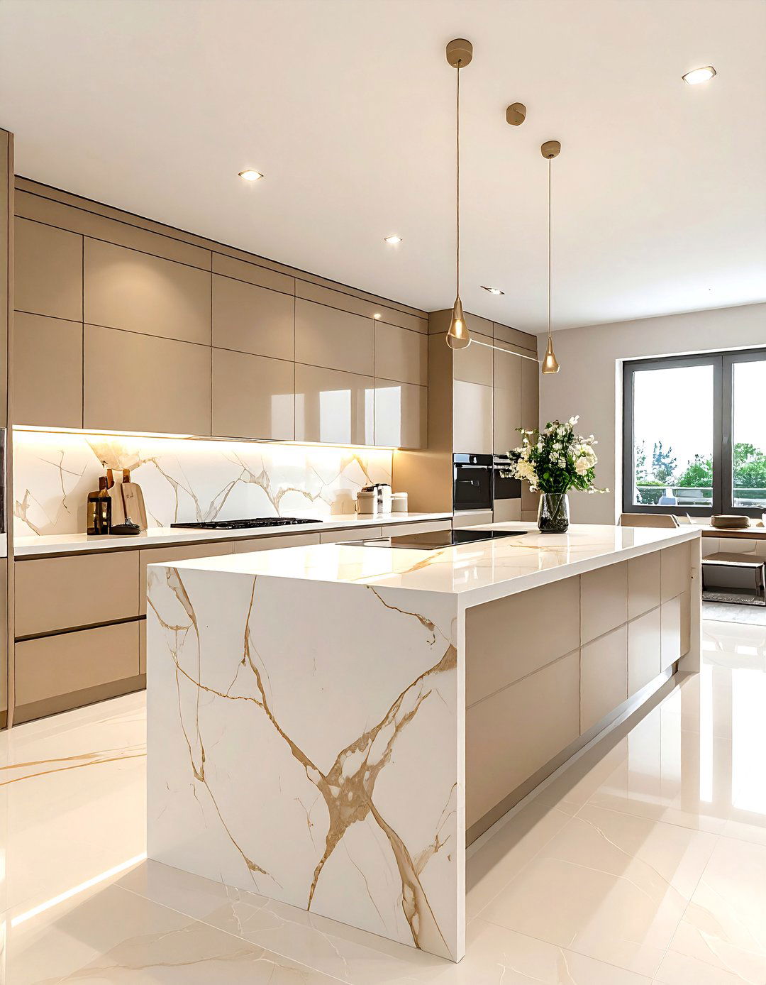 Beige kitchen with quartz countertops - 30 beige kitchen design ideas