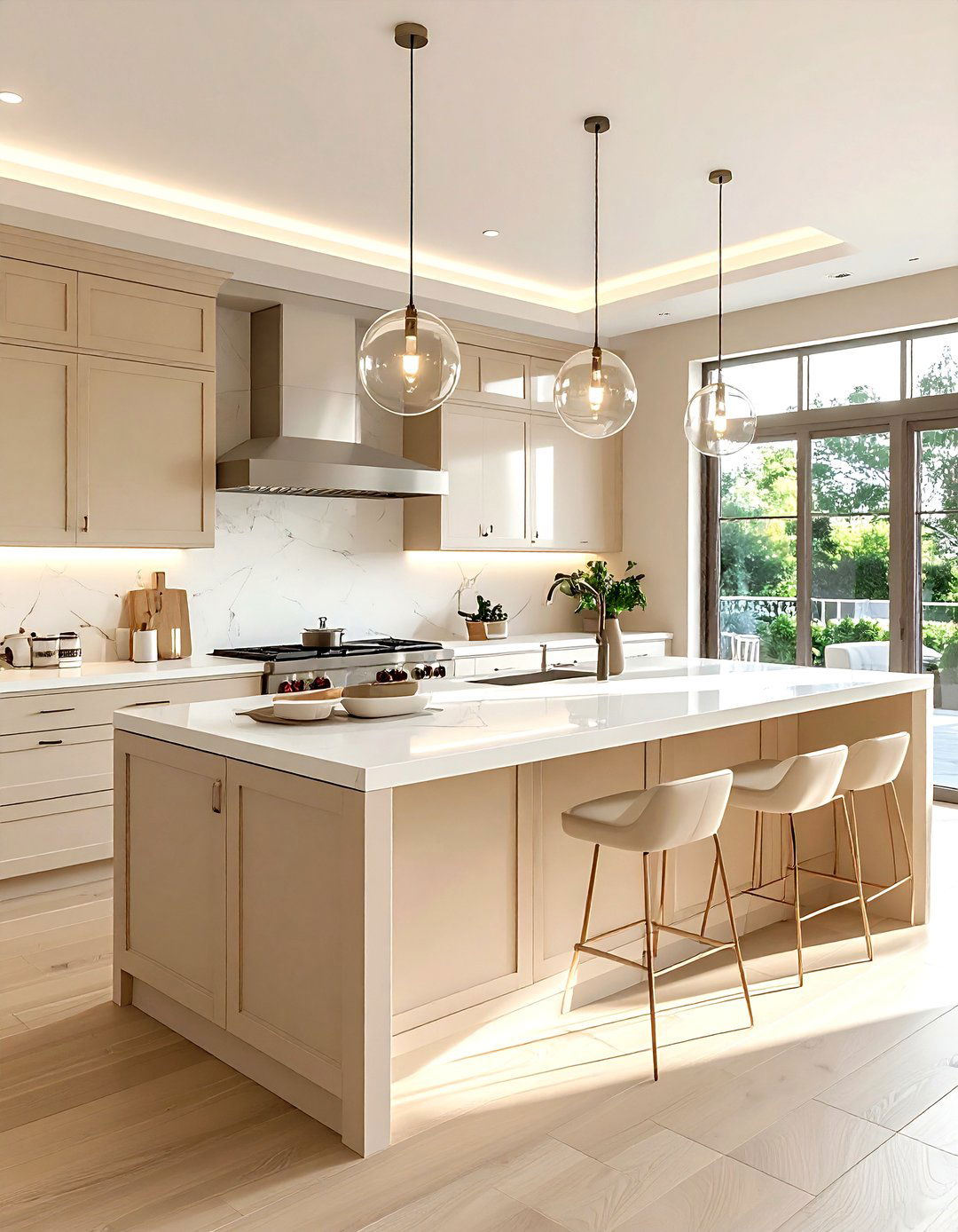 Beige kitchen with white countertops - 30 beige kitchen design ideas