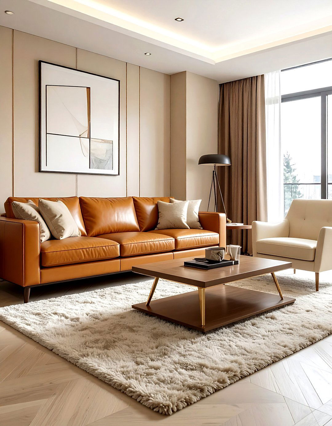 Beige leather living room - 30 modern beige living room ideas