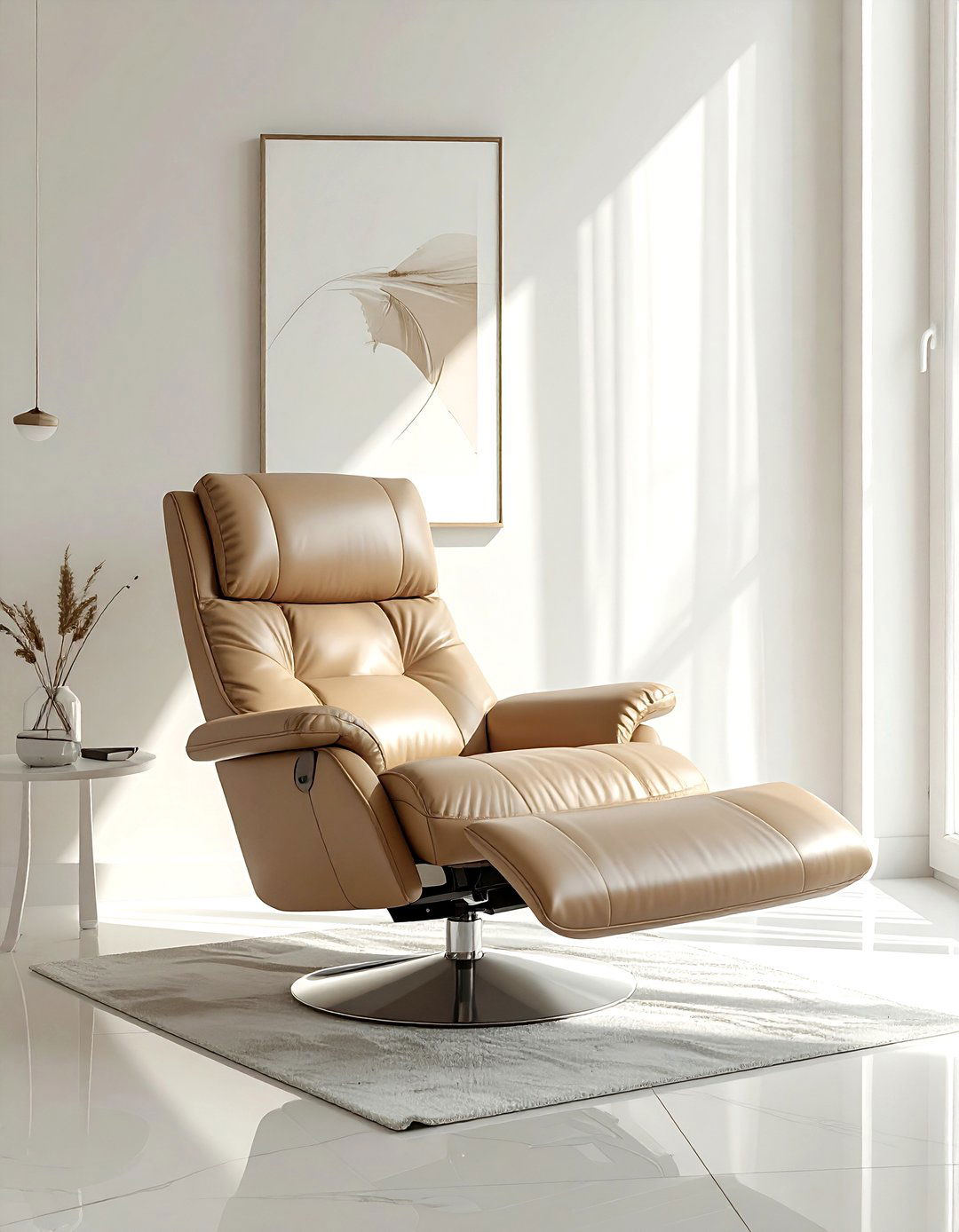 Beige leather recliner living room - 30 beige living room furniture ideas