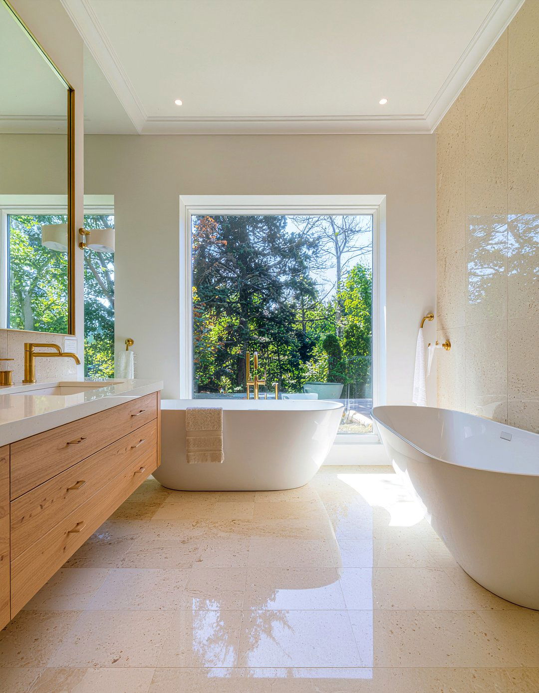 Beige limestone bathroom - 30 limestone tile bathroom ideas