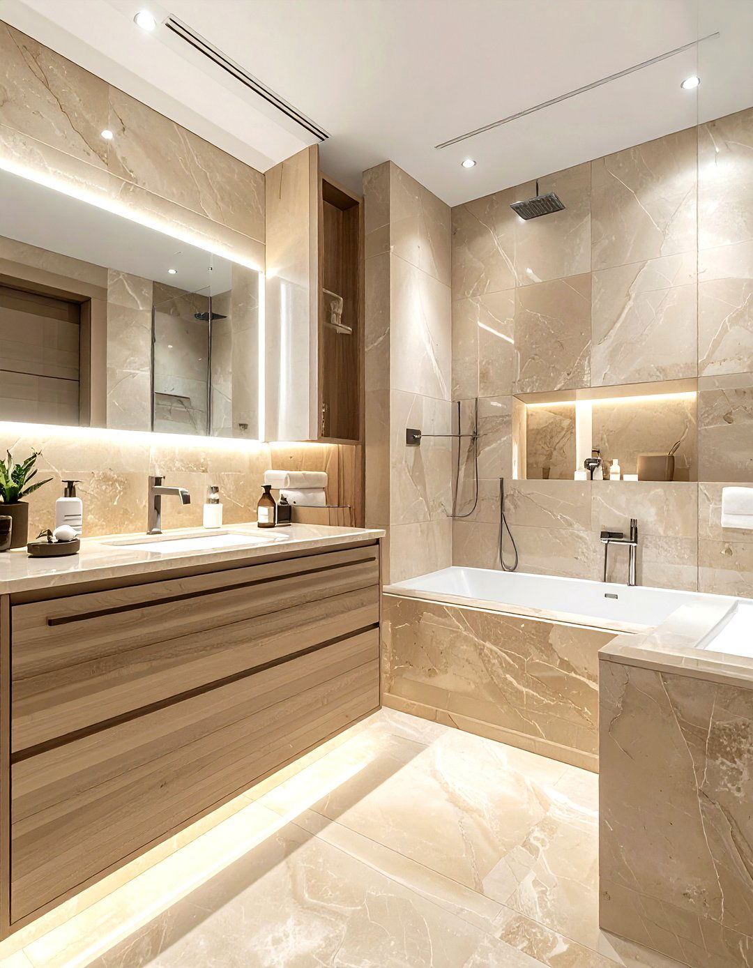 Beige limestone bathroom - 30 beige bathroom design ideas